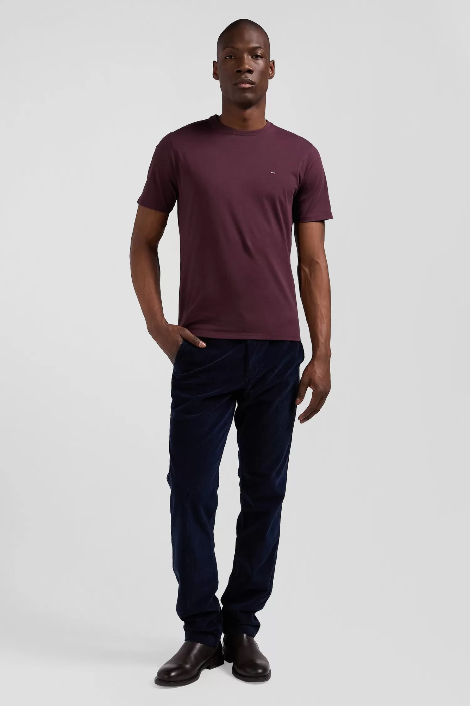 Eden Park Regular burgundy Pima cotton short-sleeved T-shirt< T-shirts