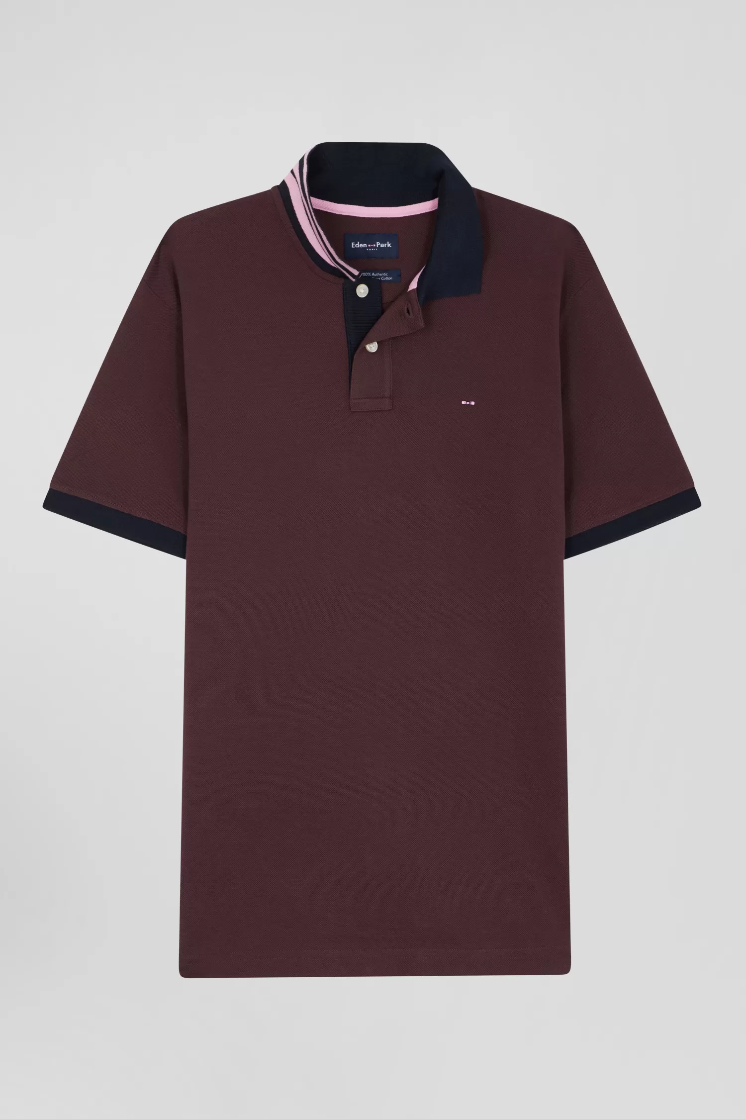 Eden Park Regular burgundy short-sleeved cotton piqué polo shirt< Polos