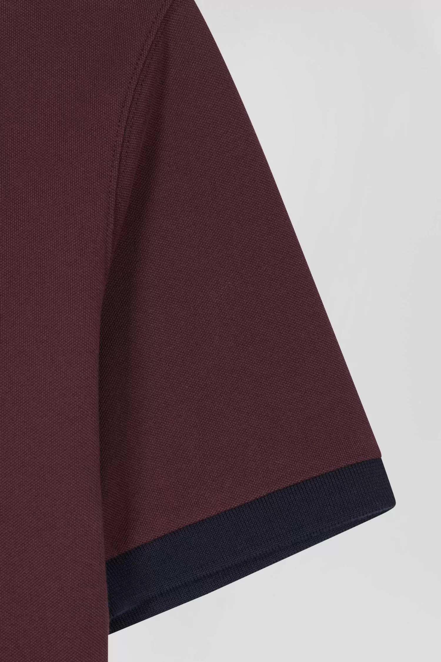 Eden Park Regular burgundy short-sleeved cotton piqué polo shirt with striped embroidery< Polos