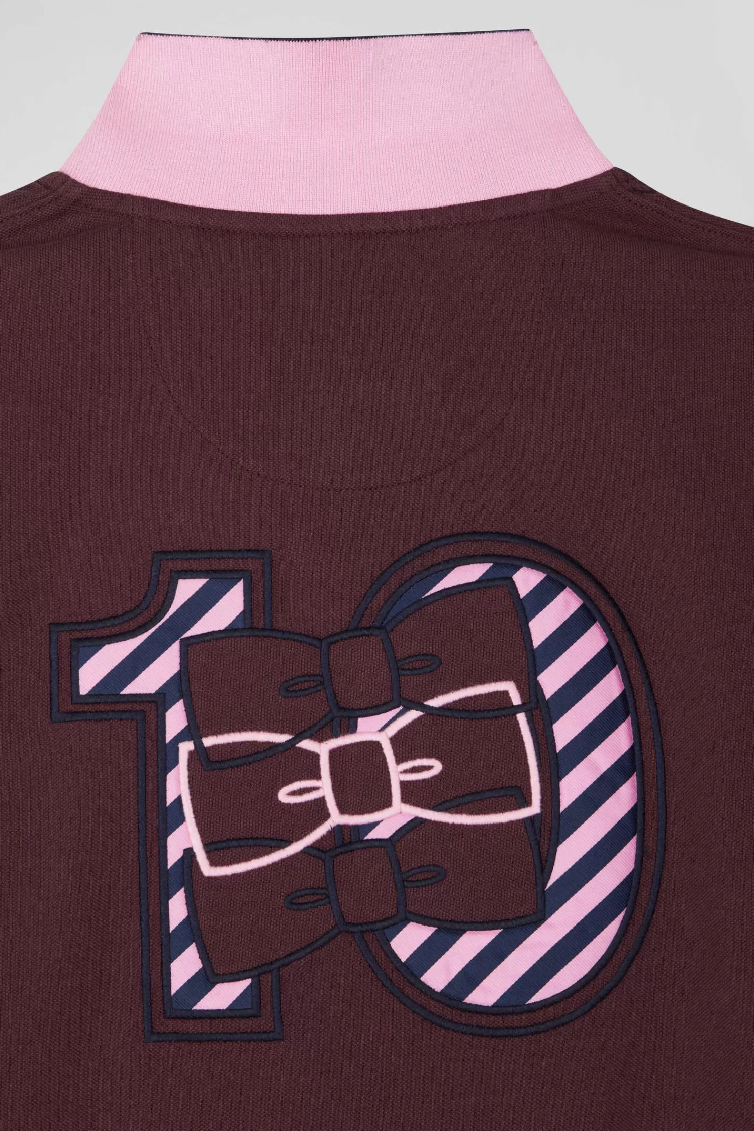 Eden Park Regular burgundy short-sleeved cotton piqué polo shirt with striped embroidery< Polos