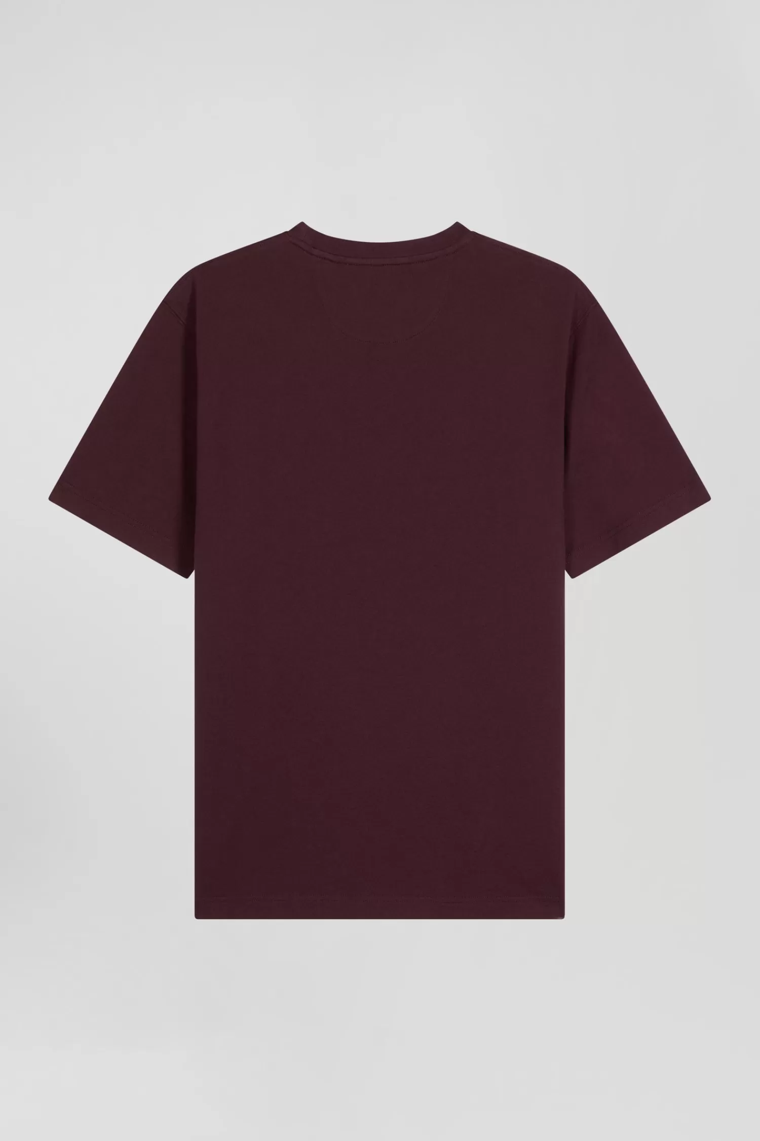 Eden Park Regular burgundy short-sleeved cotton T-shirt with tie patchwork emblem< T-shirts