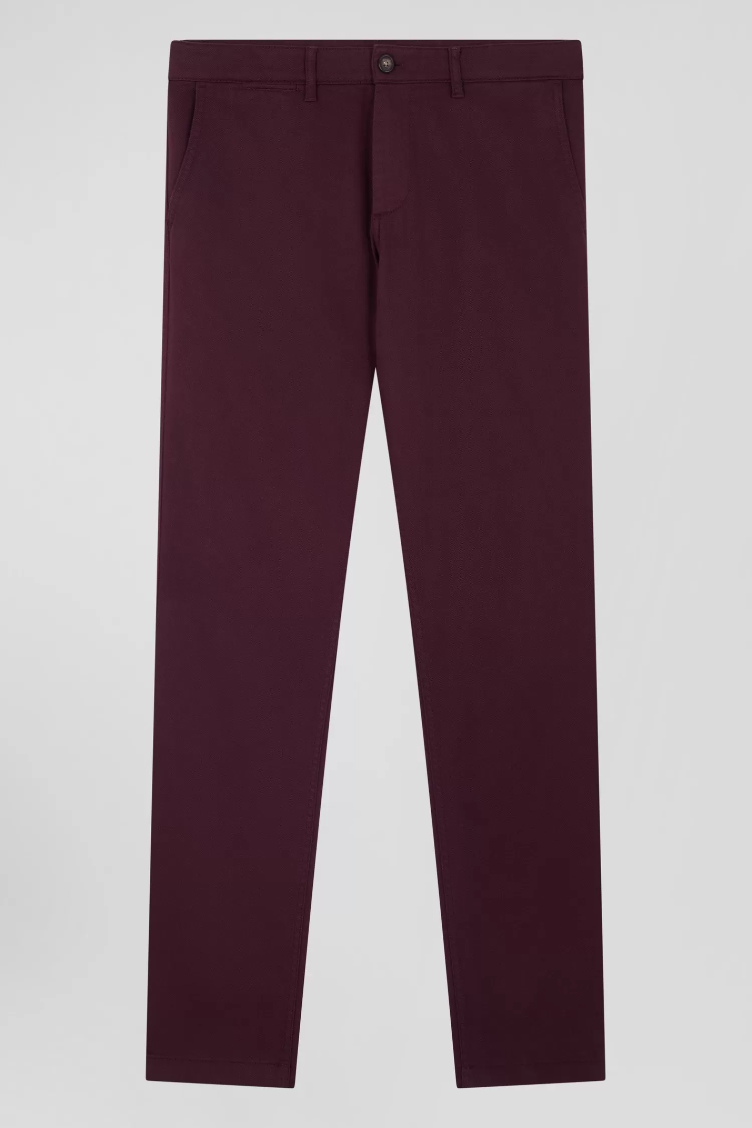 Eden Park Regular burgundy stretch cotton piqué and modal chino trousers< Pants