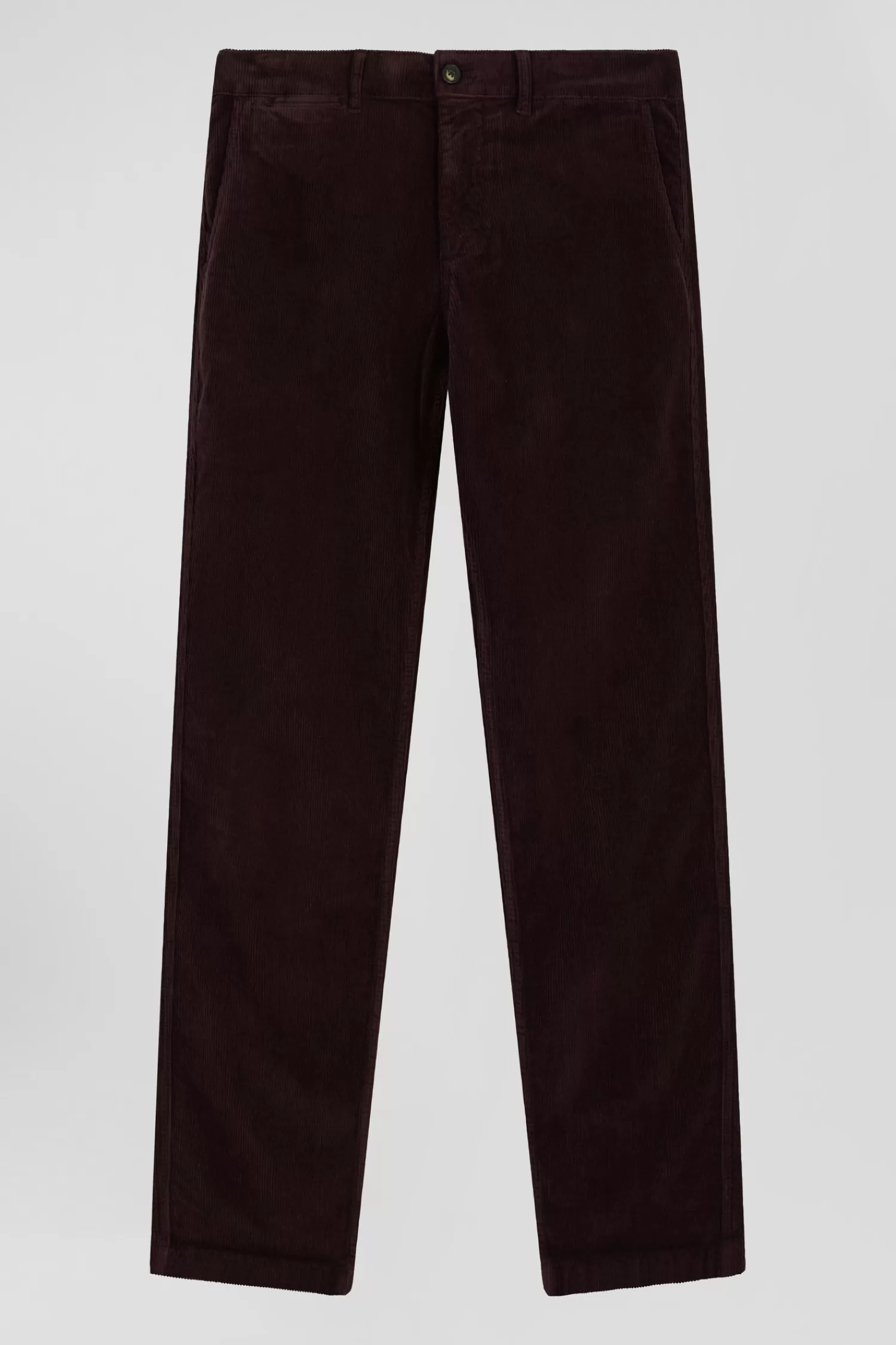 Eden Park Regular burgundy stretch cotton velvet chino trousers< Pants