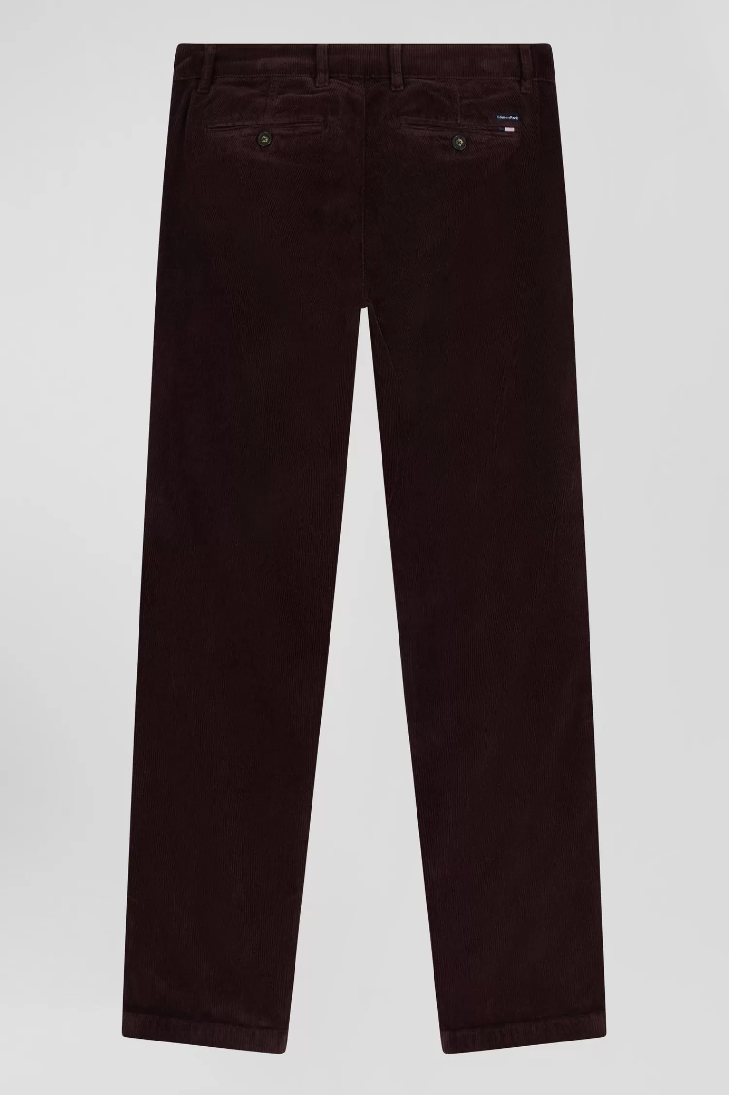 Eden Park Regular burgundy stretch cotton velvet chino trousers< Pants