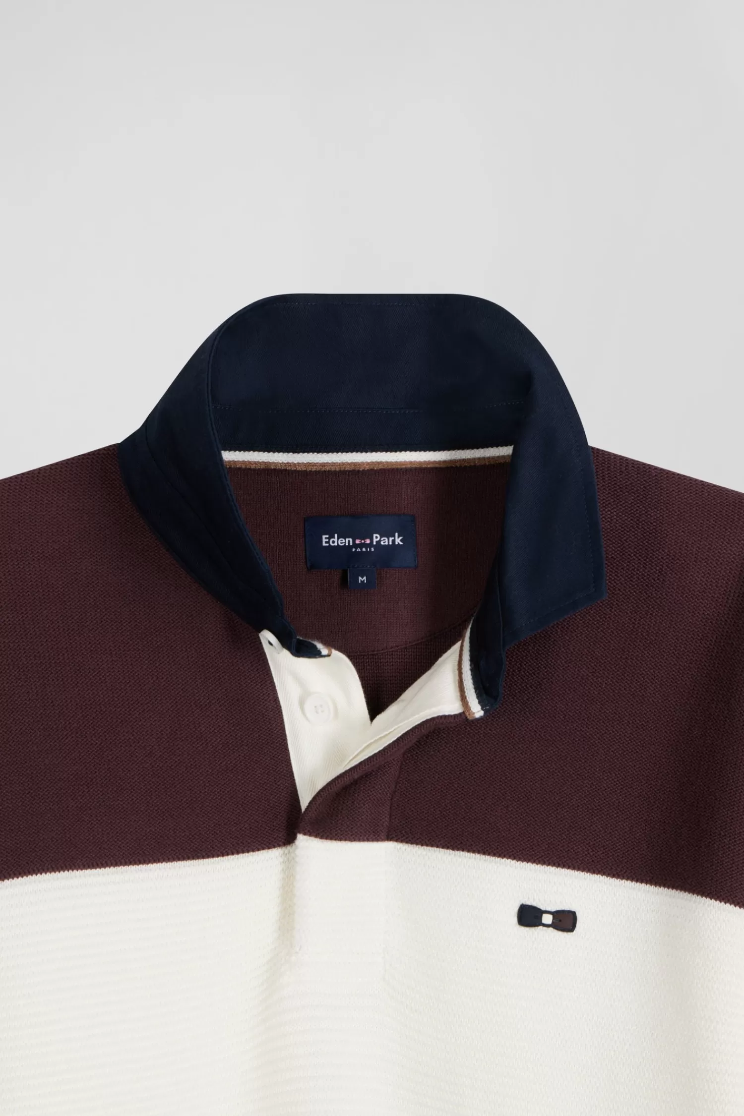 regular_burgundy_wool_and_cotton_jumper_with_knit_patterns_and_rugby_shirt_collar_6.webp Eden Park Regular burgundy wool and cotton jumper with knit patterns and rugby shirt collar< Sweaters
