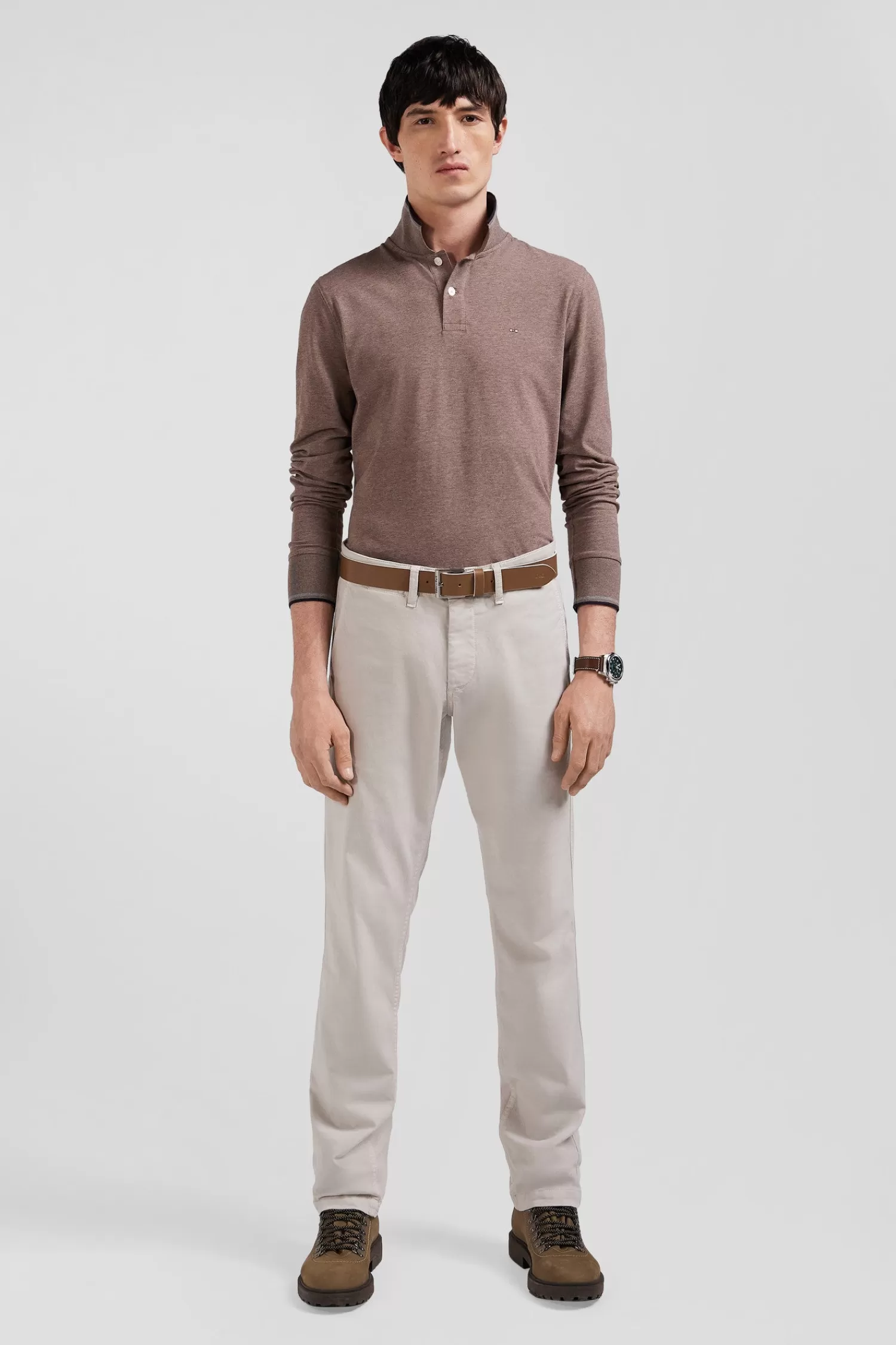 Eden Park Regular camel chino trousers in stretch cotton gabardine< Pants