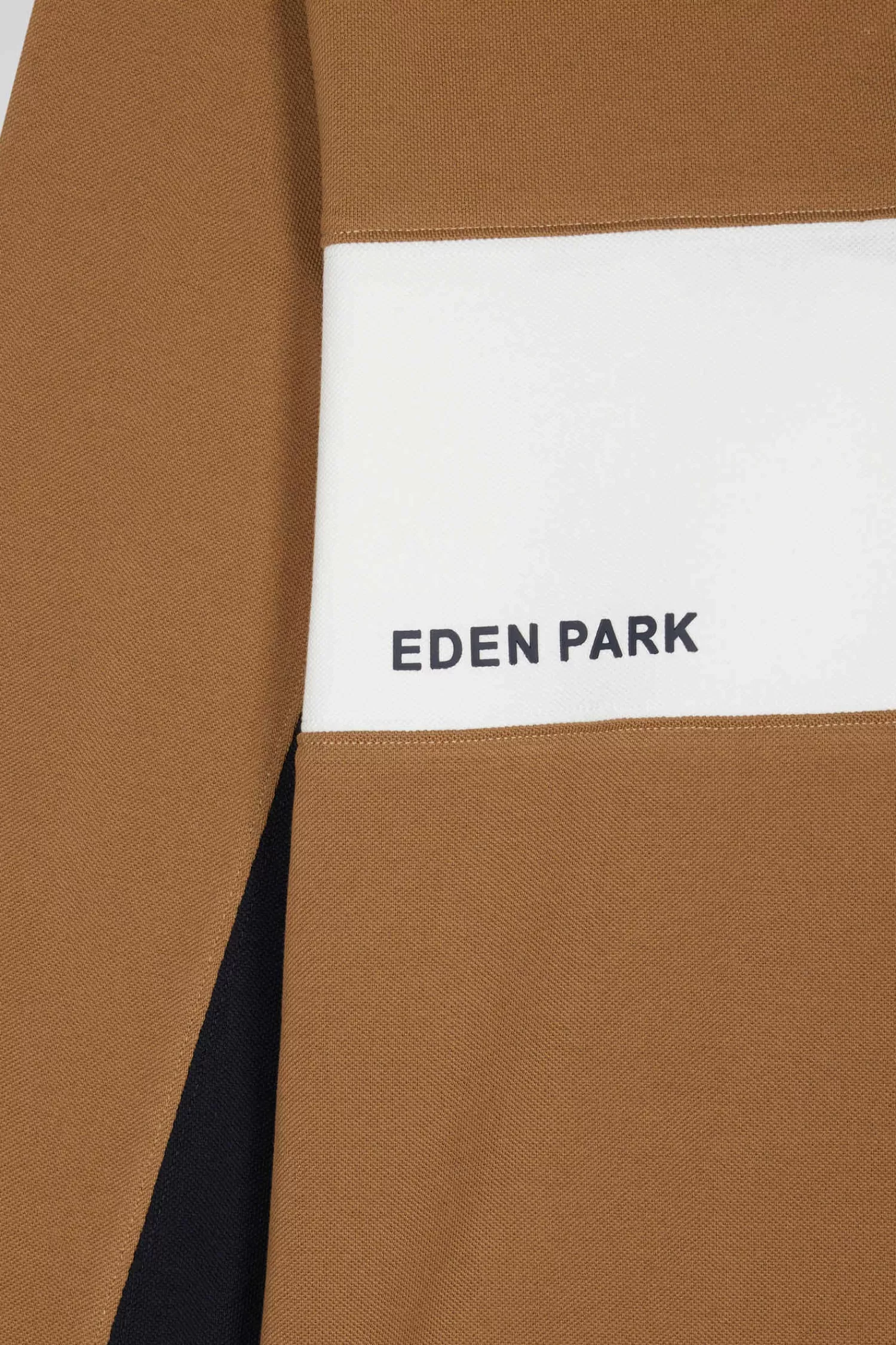 Eden Park Regular camel colorblock long-sleeved cotton piqué polo shirt< Polos