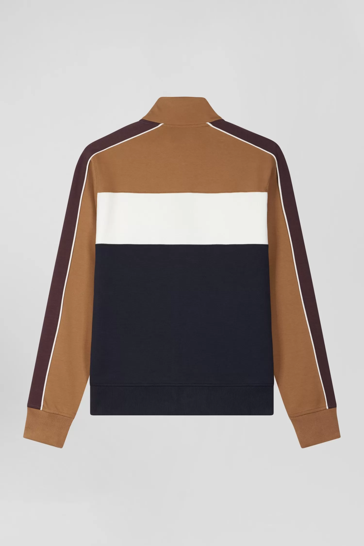 Eden Park Regular camel colorblock zipped cotton blend sweatshirt< Sweatshirts