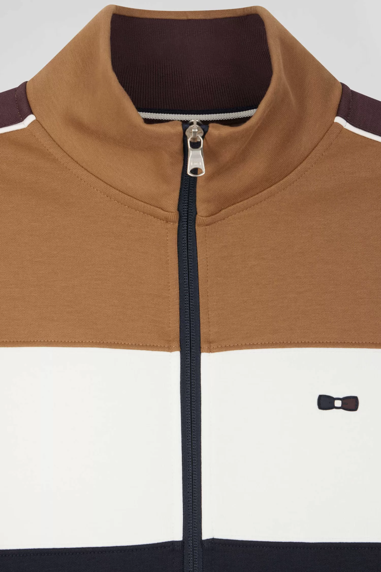 Eden Park Regular camel colorblock zipped cotton blend sweatshirt< Sweatshirts