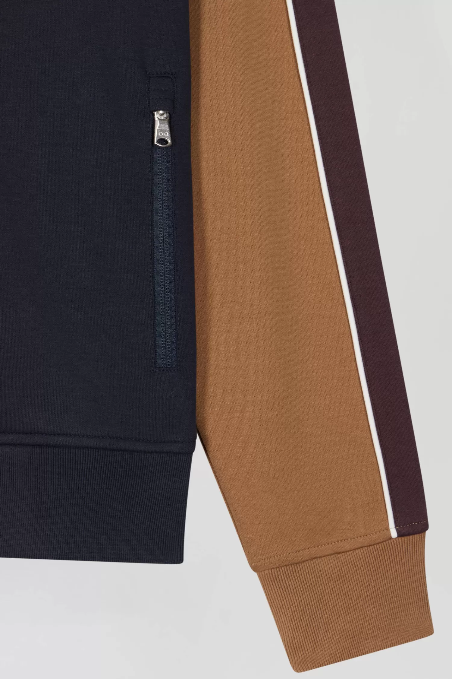 Eden Park Regular camel colorblock zipped cotton blend sweatshirt< Sweatshirts