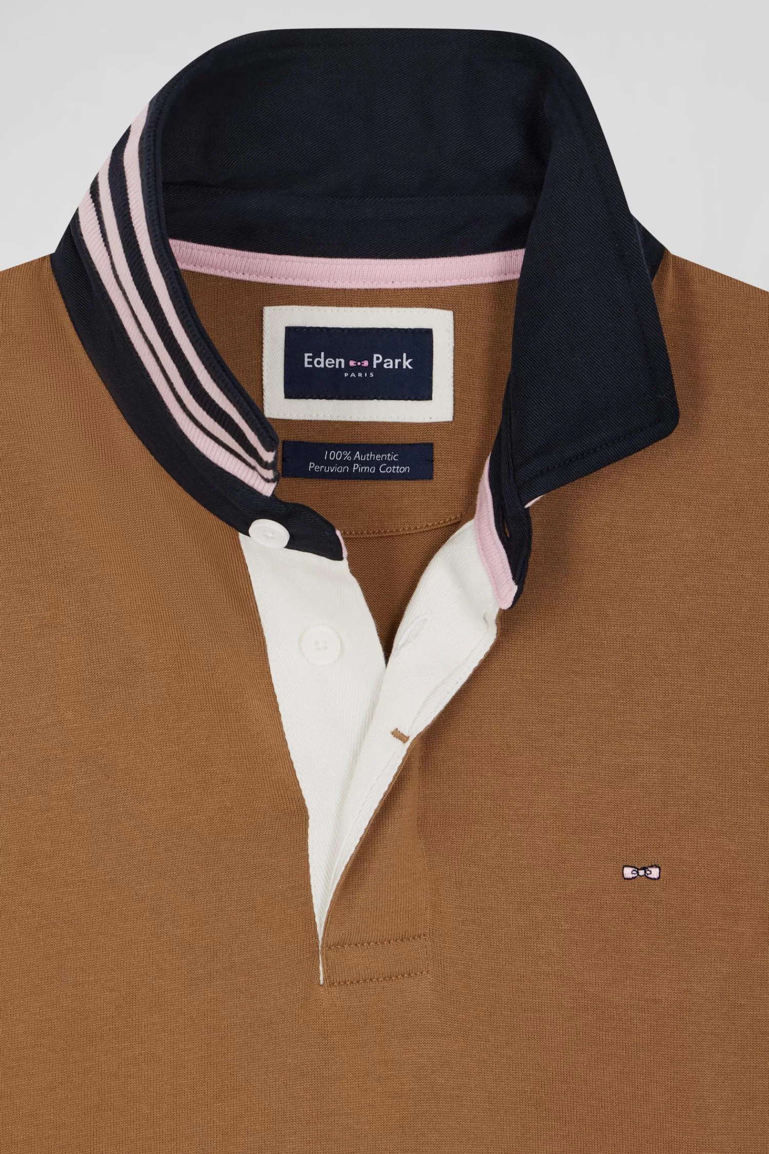 regular_camel_cotton_rugby_shirt_with_contrasted_collar_2.webp Eden Park Regular camel cotton rugby shirt with contrasted collar< Rugby Shirts