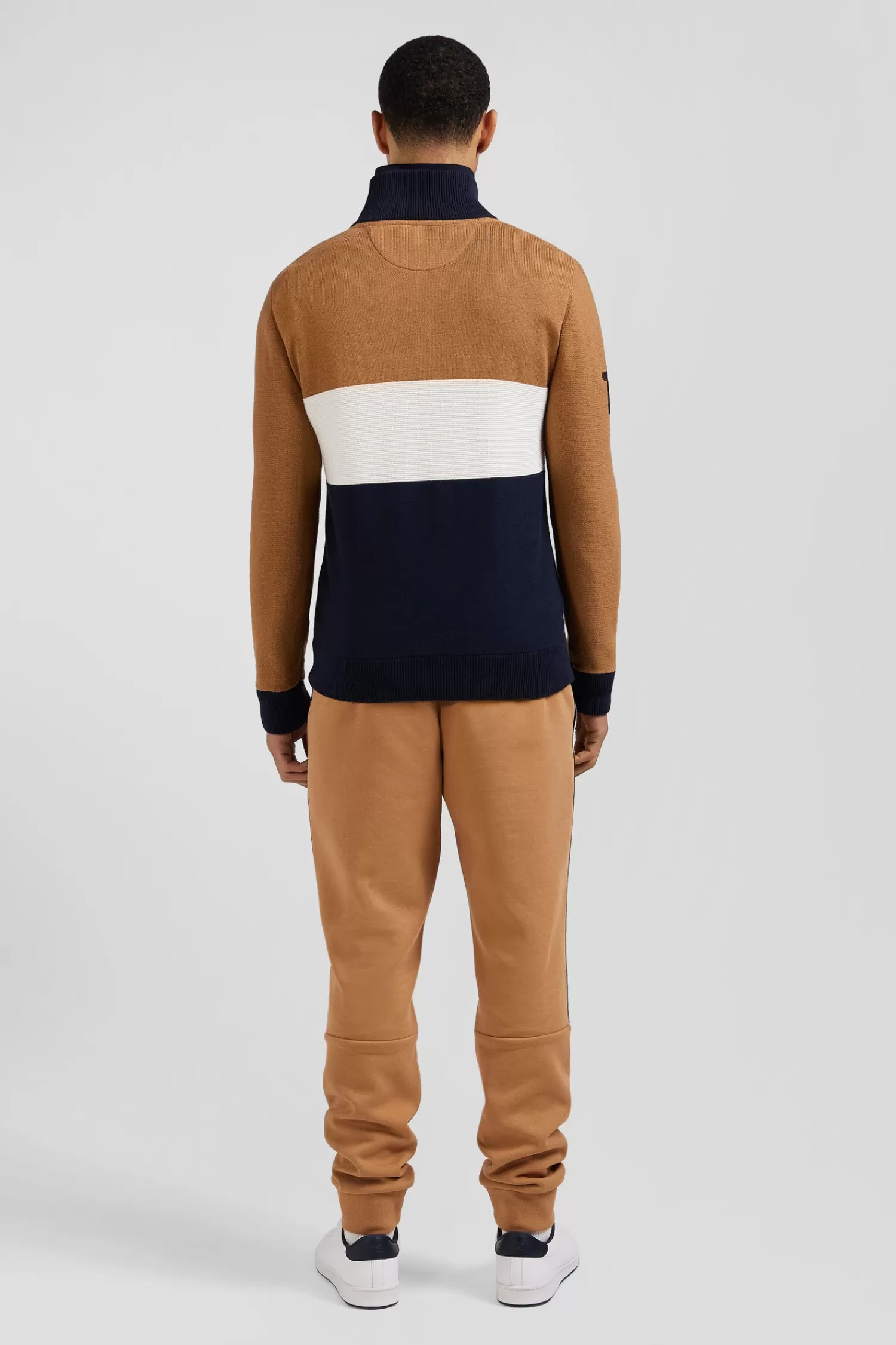 regular_camel_embroidered_semizipped_colorblock_cotton_jumper_5.webp Eden Park Regular camel embroidered semi-zipped colorblock cotton jumper< Sweaters