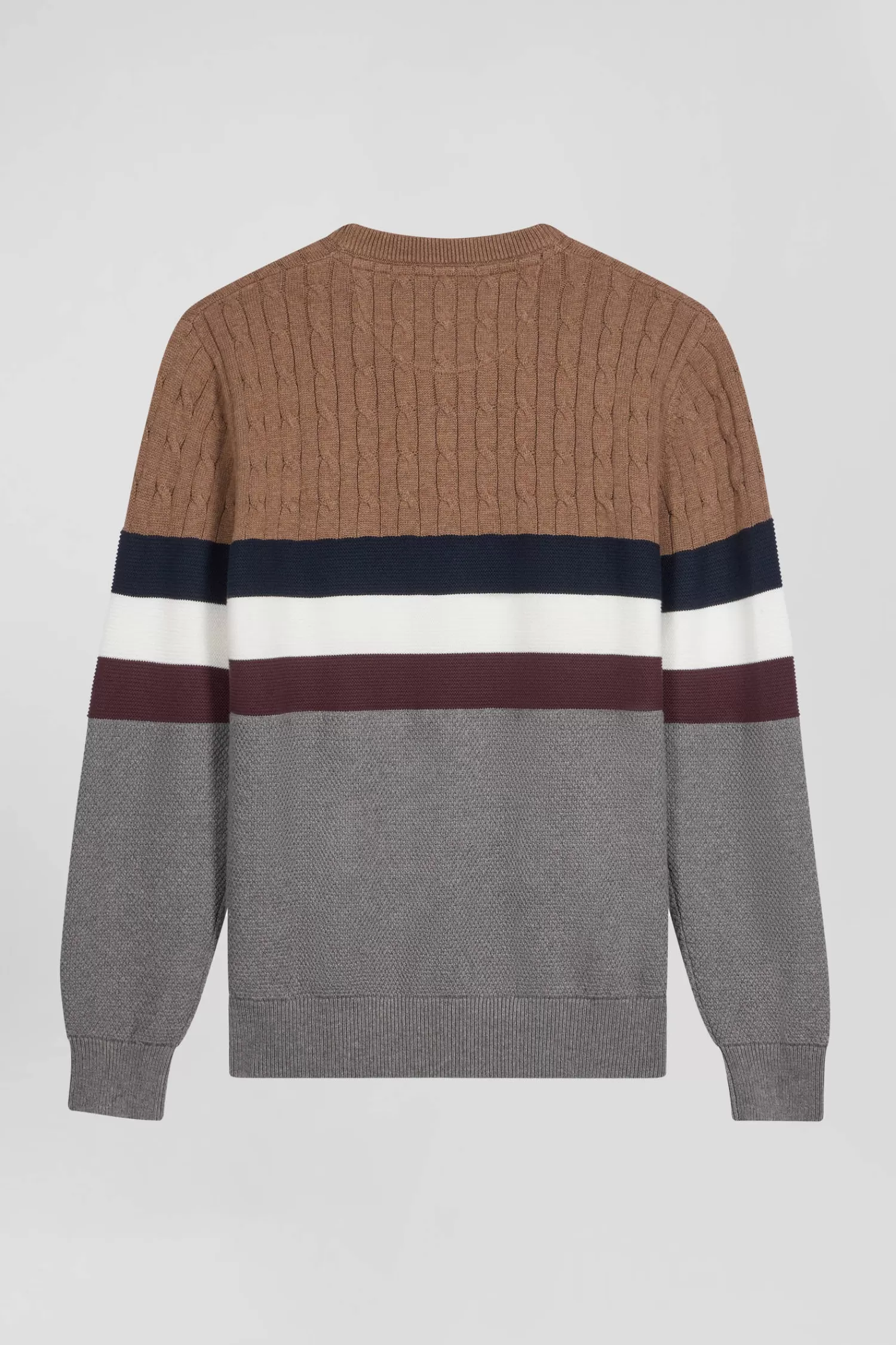 regular_camel_fancy_knit_cotton_crew_neck_jumper_3.webp Eden Park Regular camel fancy knit cotton crew neck jumper< Sweaters