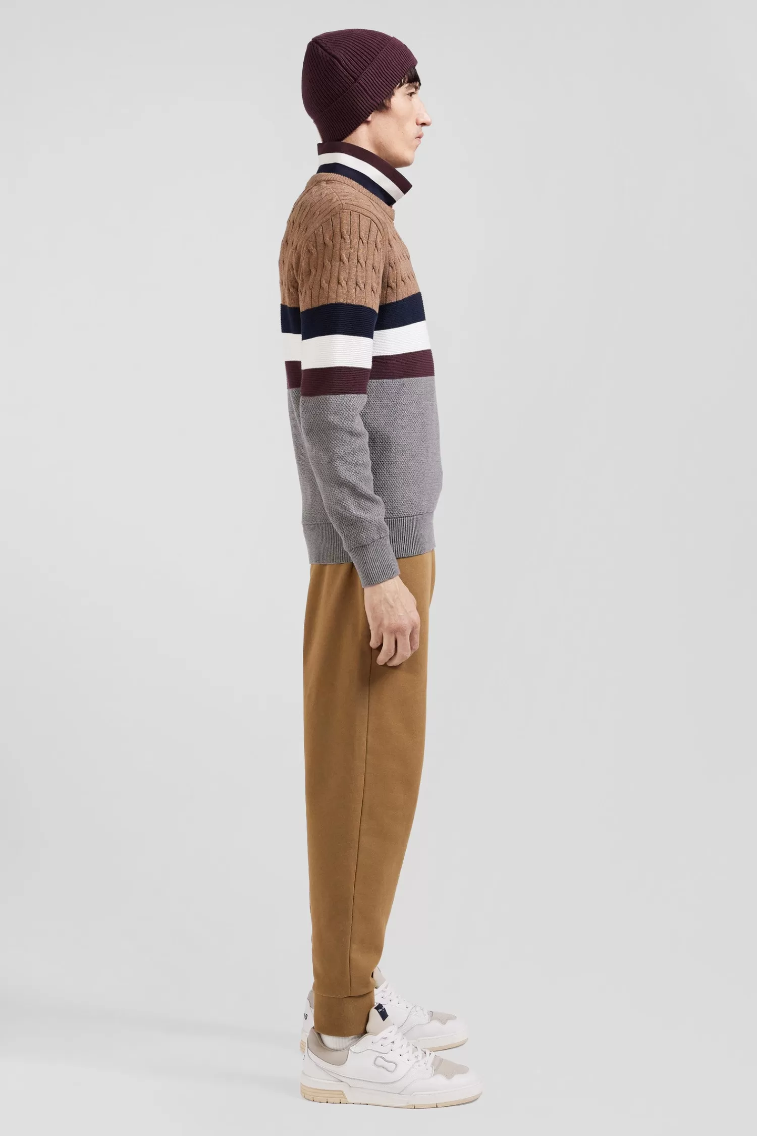 regular_camel_fancy_knit_cotton_crew_neck_jumper_4.webp Eden Park Regular camel fancy knit cotton crew neck jumper< Sweaters