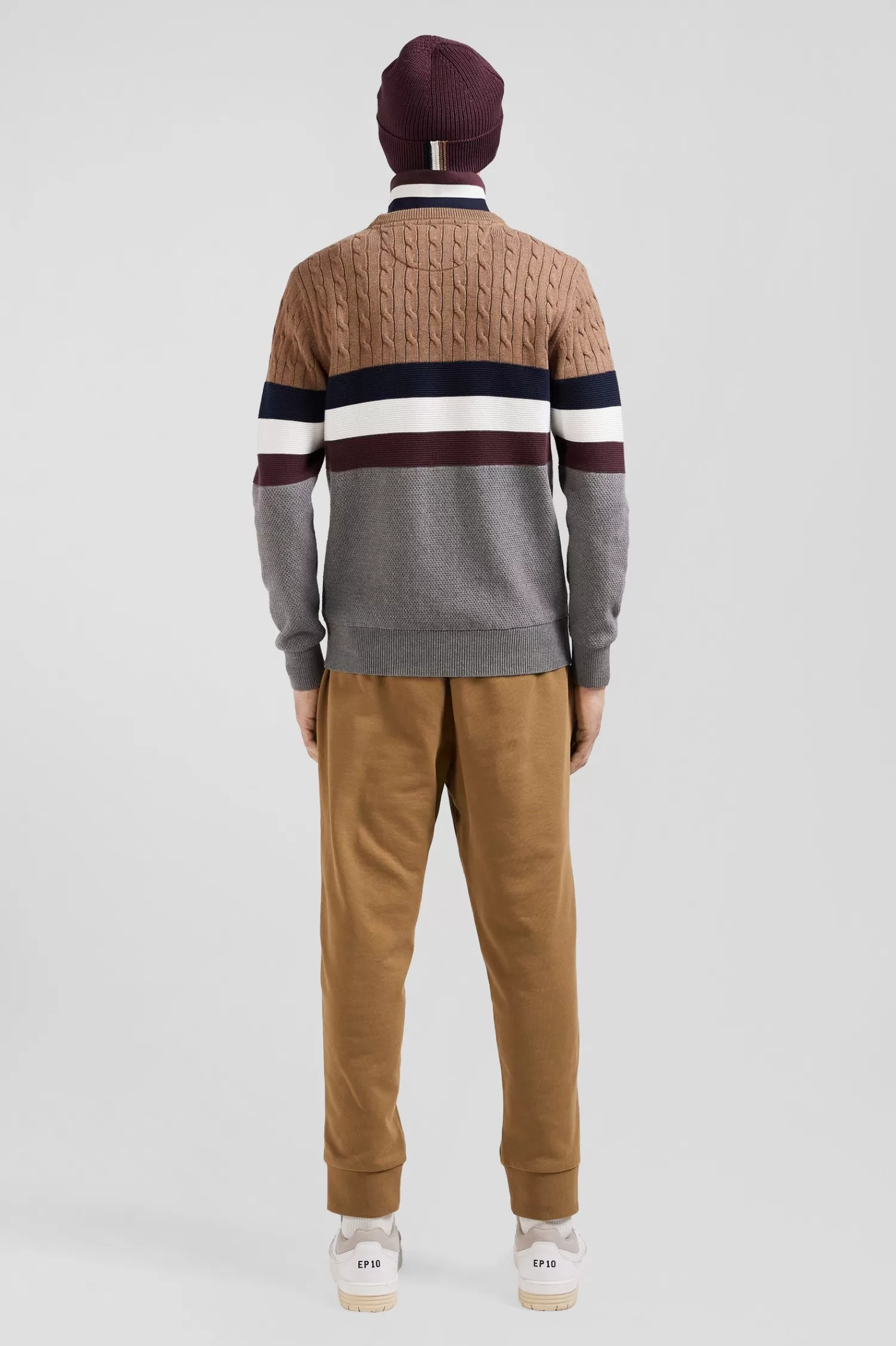 regular_camel_fancy_knit_cotton_crew_neck_jumper_5.webp Eden Park Regular camel fancy knit cotton crew neck jumper< Sweaters