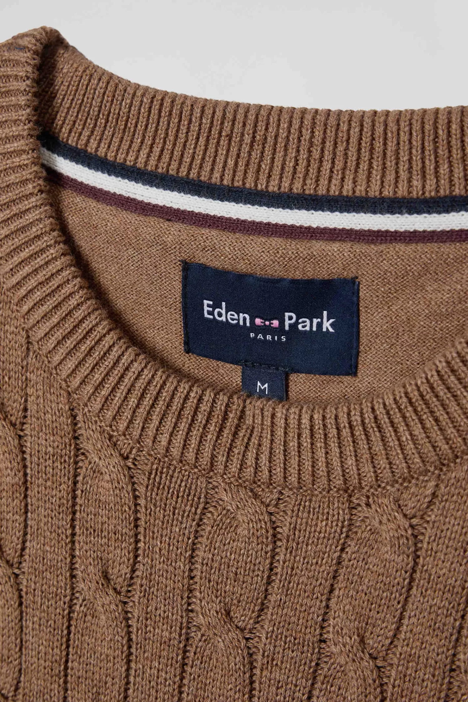 regular_camel_fancy_knit_cotton_crew_neck_jumper_7.webp Eden Park Regular camel fancy knit cotton crew neck jumper< Sweaters