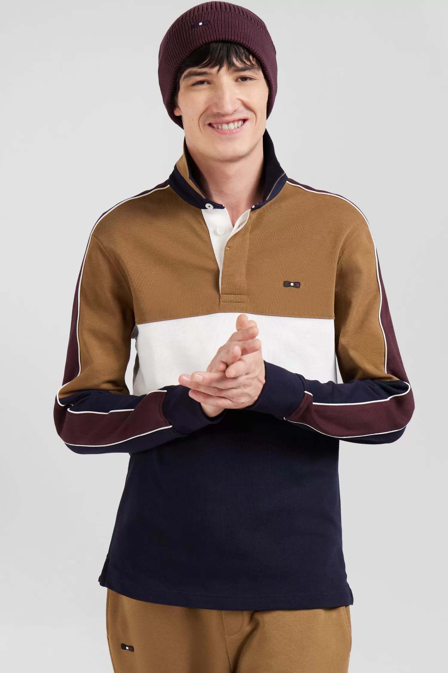 regular_camel_longsleeved_cotton_rugby_shirt_with_back_embroidery_and_piping_2.webp Eden Park Regular camel long-sleeved cotton rugby shirt with back embroidery and piping< Rugby Shirts