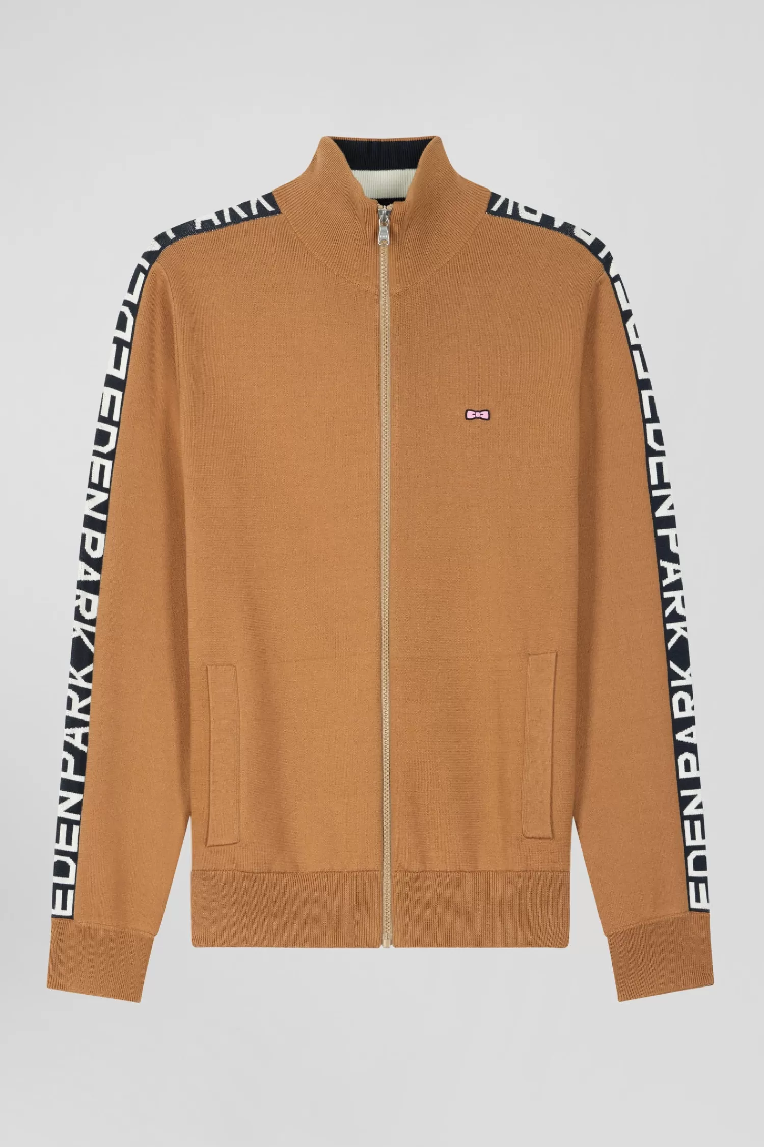 Eden Park Regular camel milano cotton zipped cardigan< Cardigans