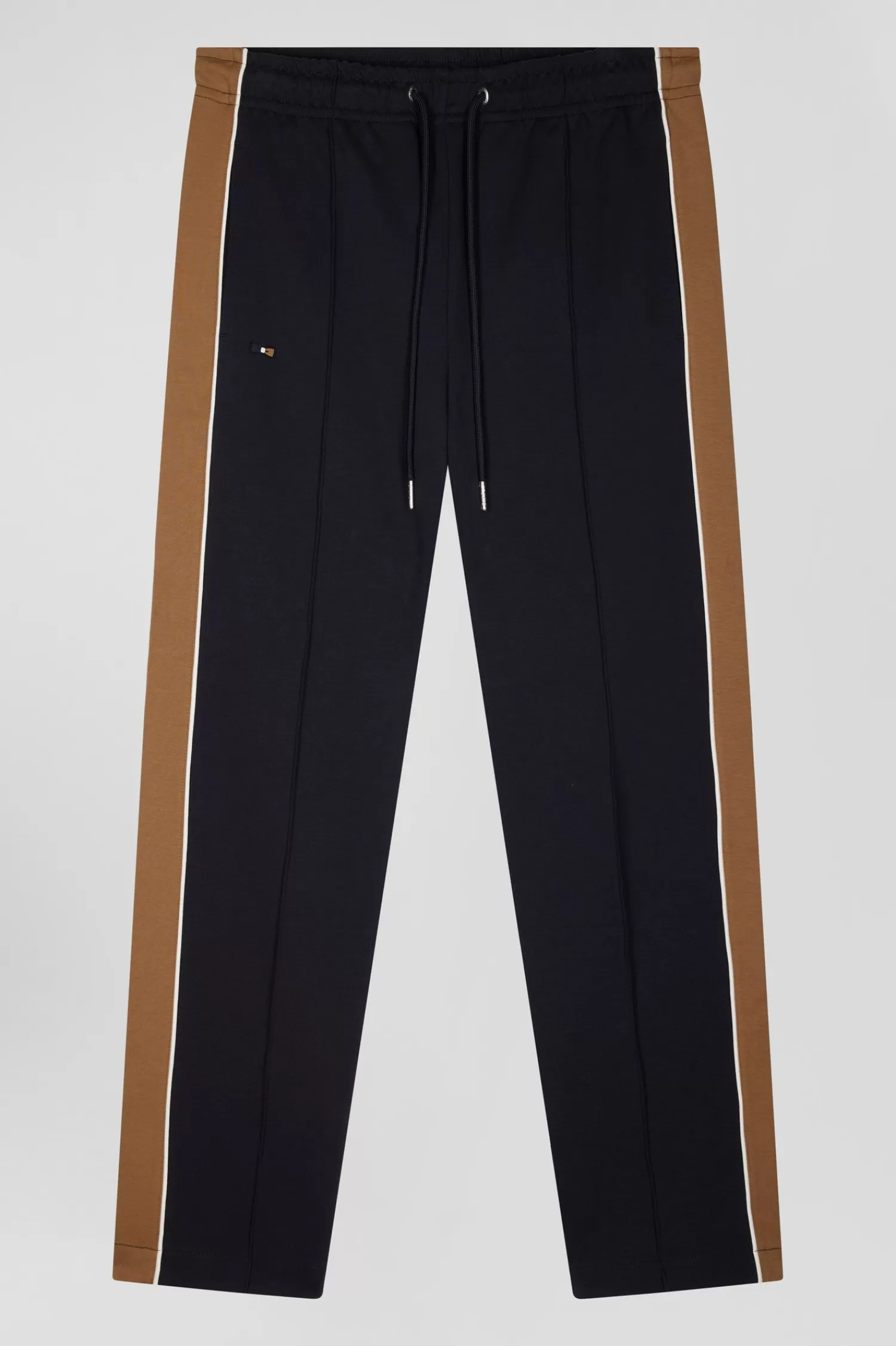Eden Park Regular camel mixed cotton jogging bottoms with leg piping< Pants