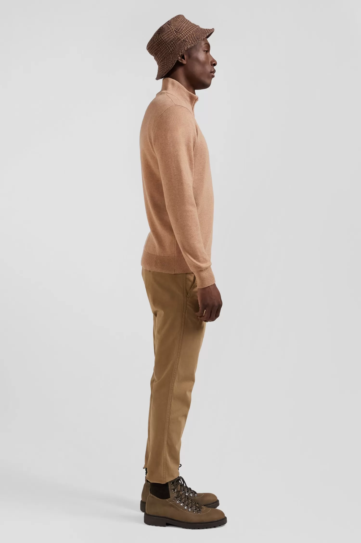 regular_camel_semizipped_wool_and_cotton_jumper_2.webp Eden Park Regular camel semi-zipped wool and cotton jumper< Sweaters