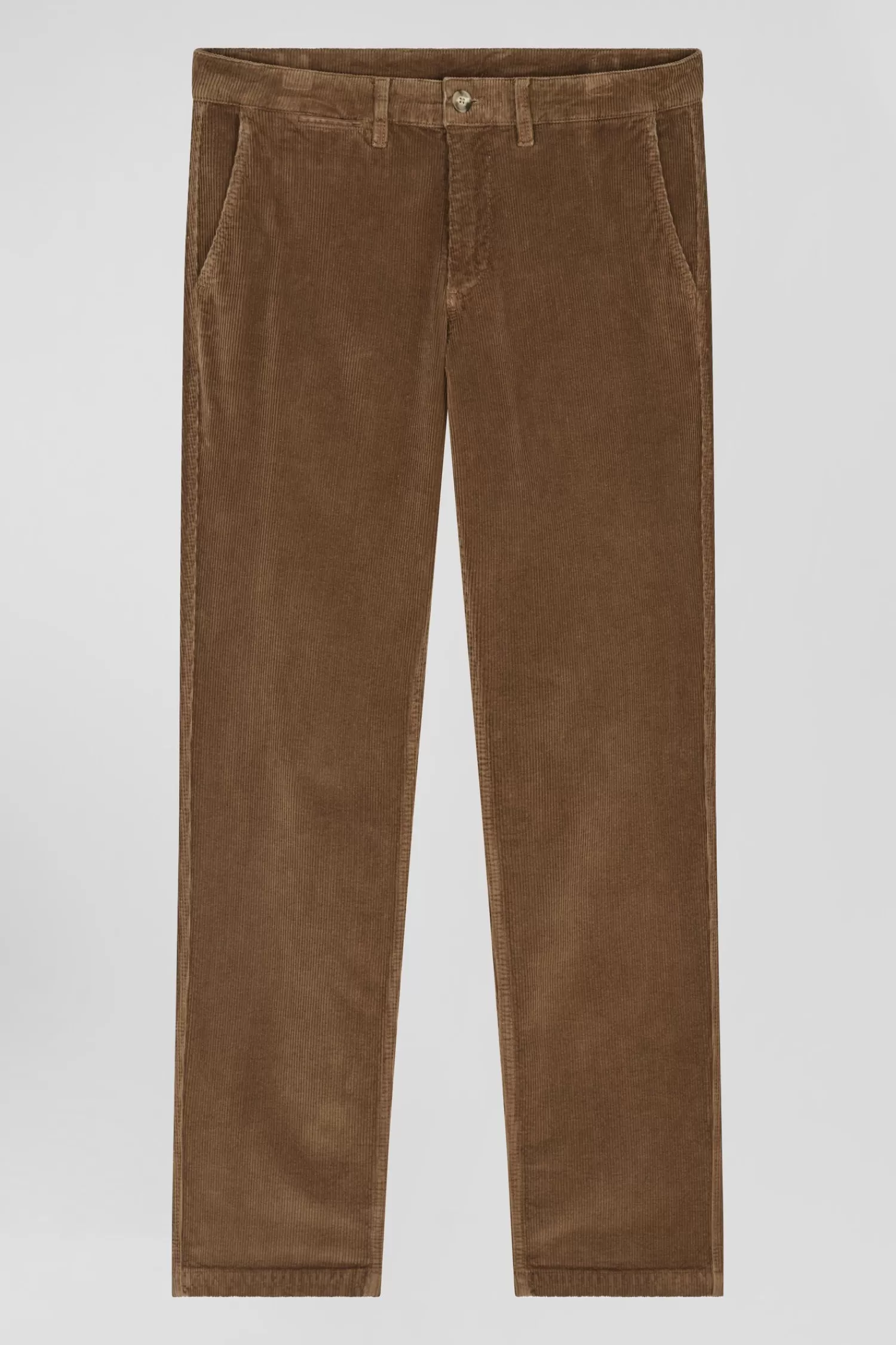 Eden Park Regular camel stretch cotton velvet chino trousers< Pants