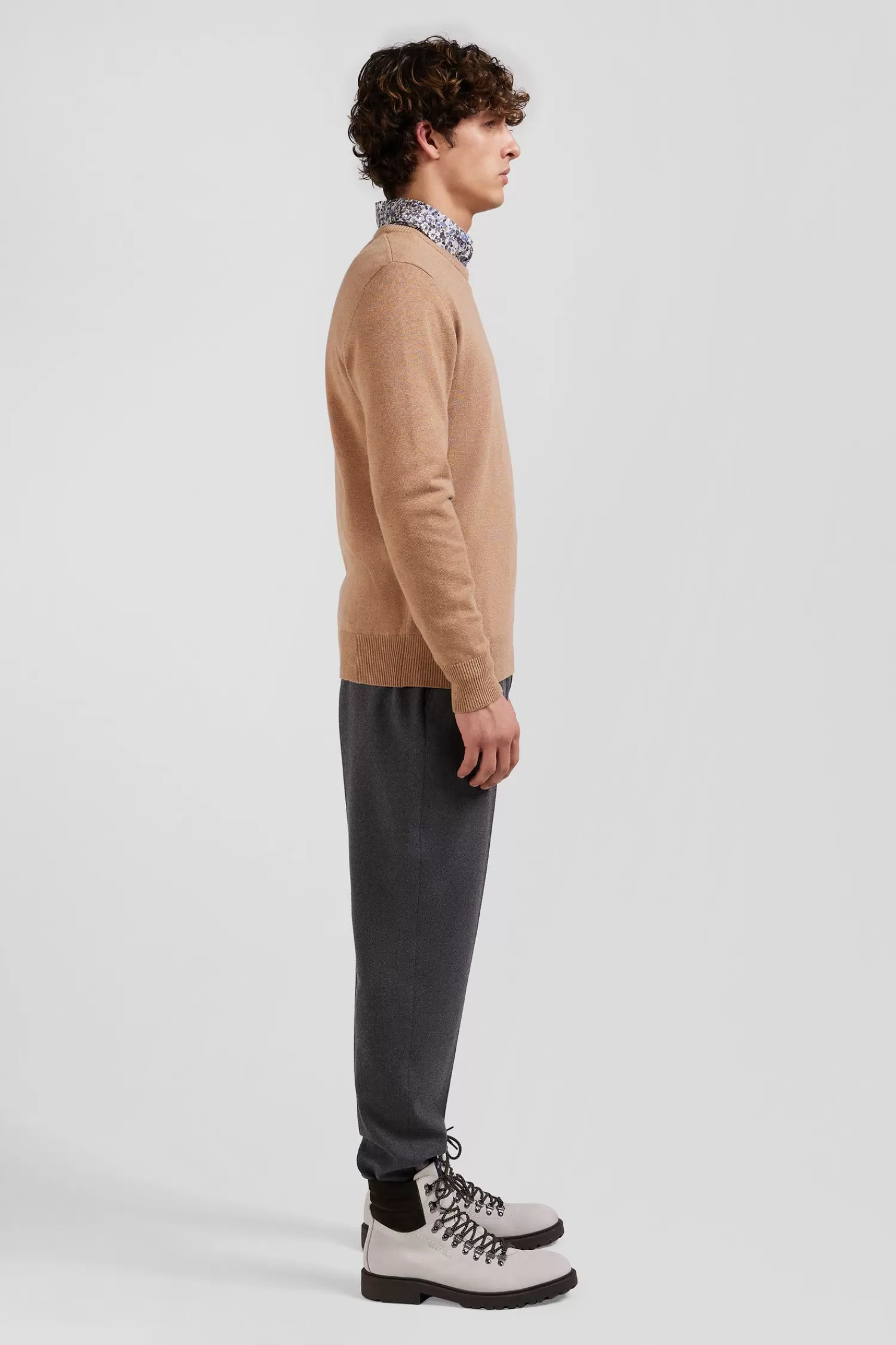 regular_camel_wool_and_cotton_crew_neck_jumper_4.webp Eden Park Regular camel wool and cotton crew neck jumper< Sweaters