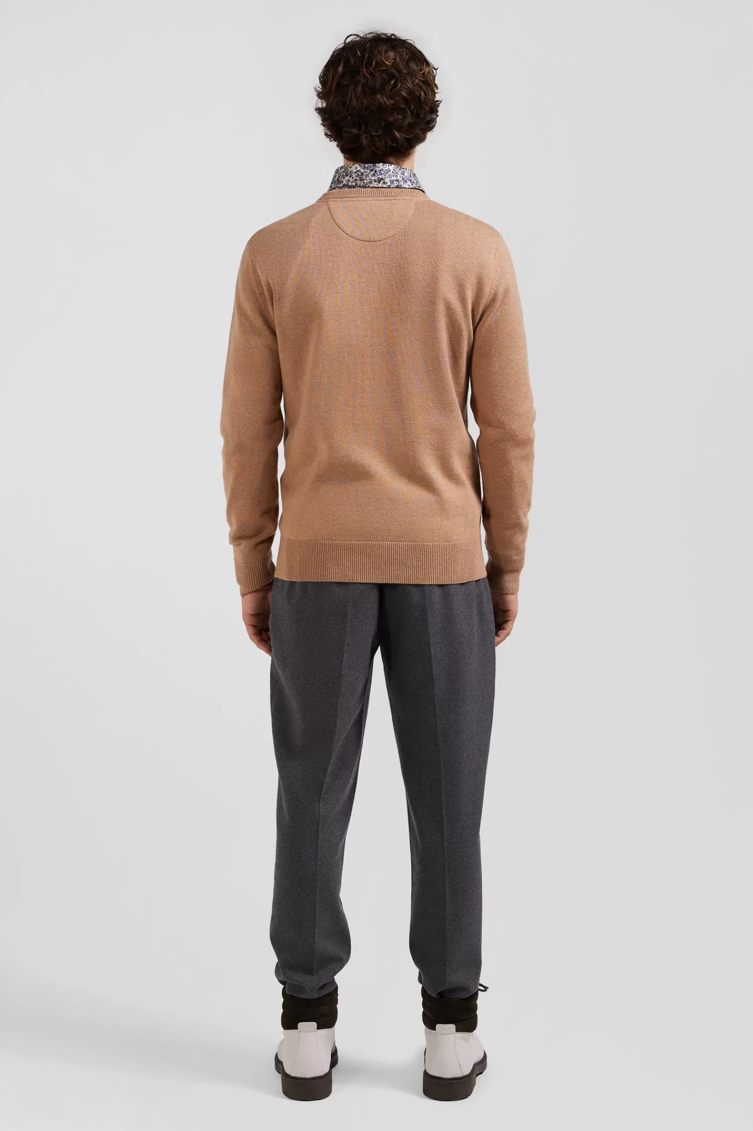 regular_camel_wool_and_cotton_crew_neck_jumper_5.webp Eden Park Regular camel wool and cotton crew neck jumper< Sweaters