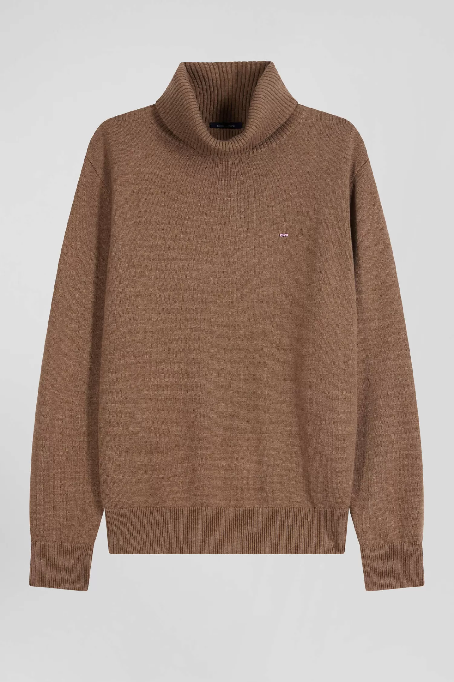 Eden Park Regular camel wool and cotton turtleneck jumper< Sweaters