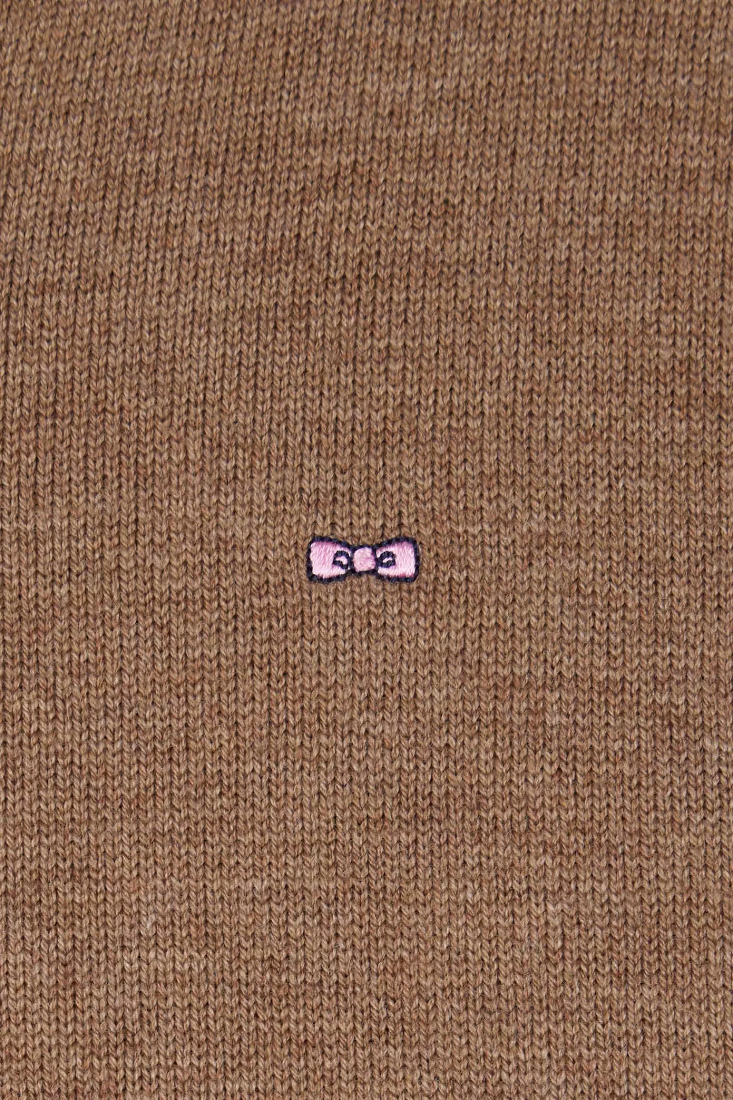 Eden Park Regular camel wool and cotton V-neck jumper with striped details< Sweaters