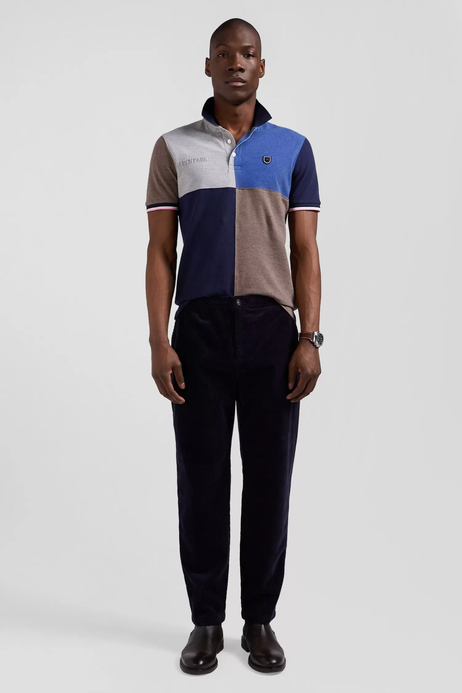 Eden Park Regular dark blue Barbarian short-sleeved cotton piqué polo shirt< Polos