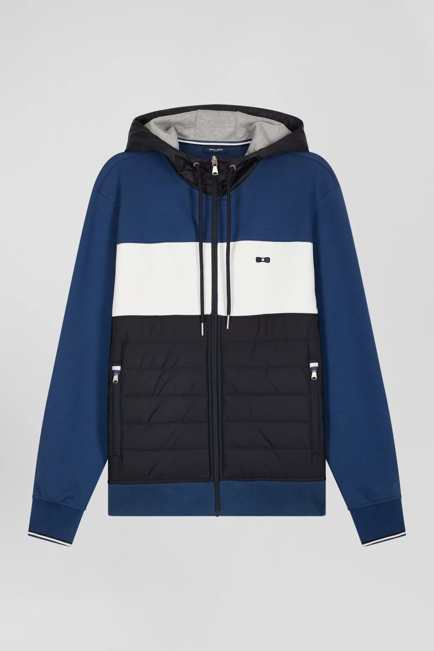 Eden Park Regular dark blue cotton blend hoodie with padded front< Sweatshirts