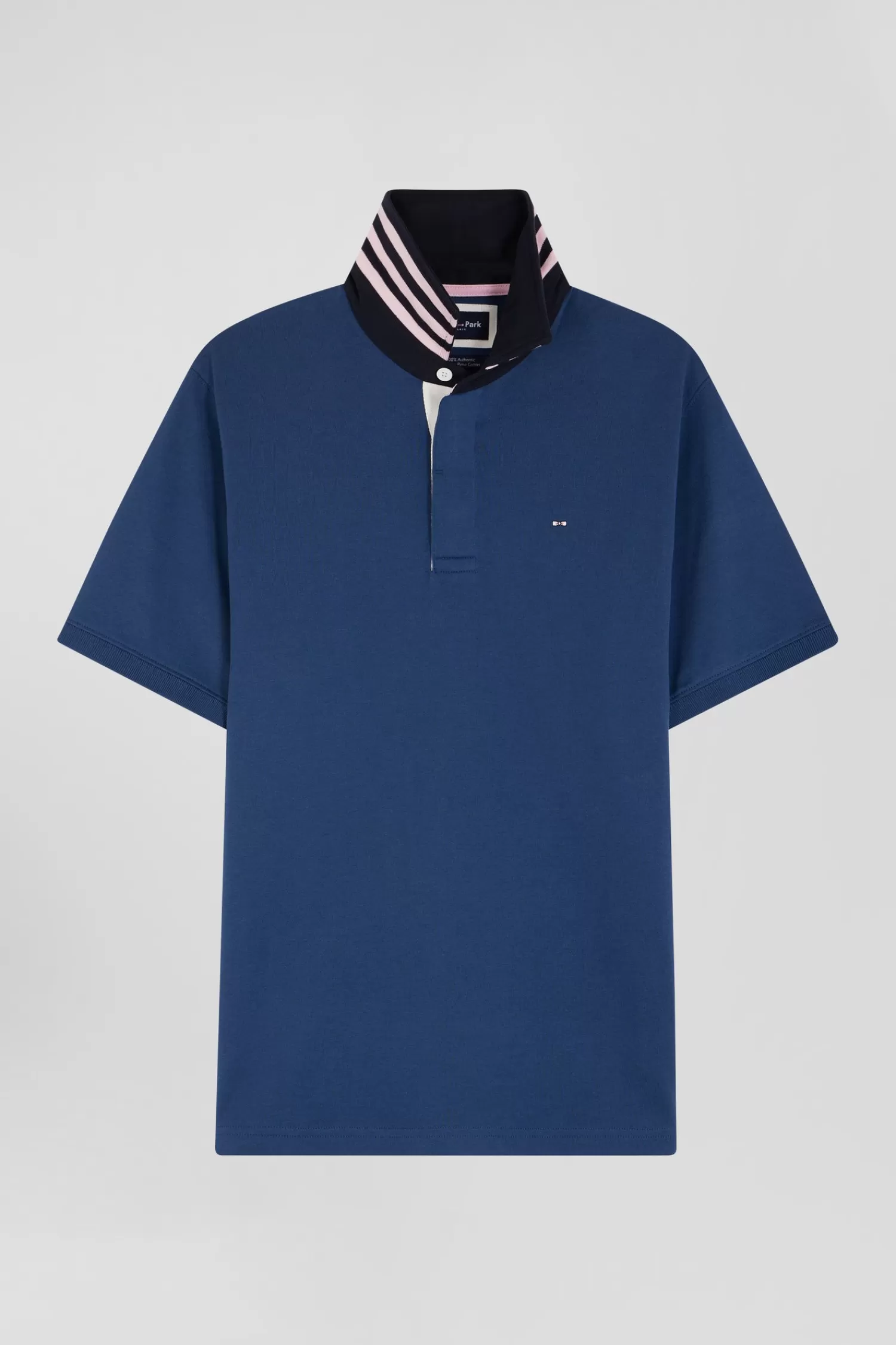 Eden Park Regular dark blue cotton rugby shirt with contrasted collar< Rugby Shirts