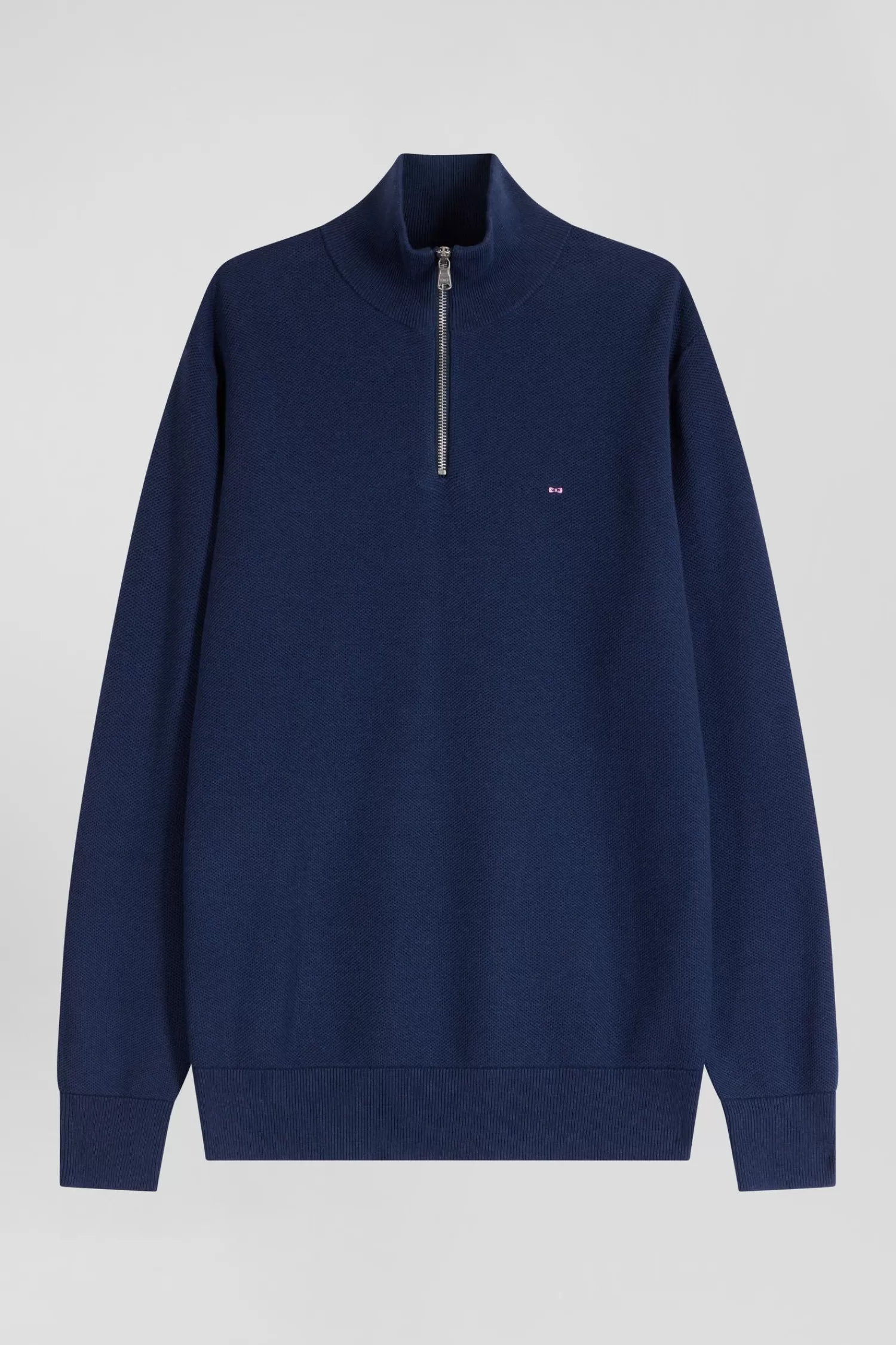 Eden Park Regular dark blue cotton semi-zipped jumper< Sweaters