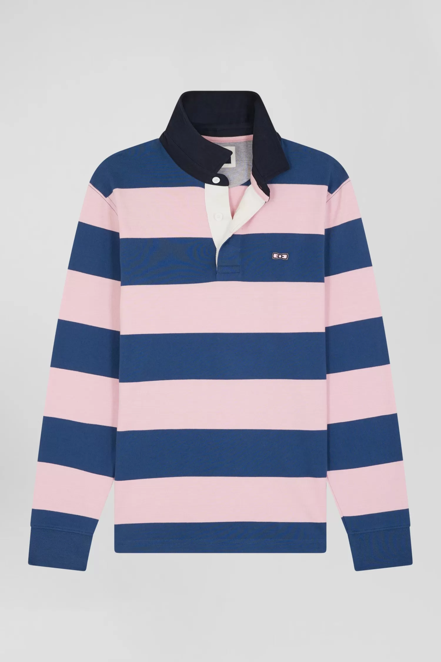 Eden Park Regular dark blue long-sleeved colourblock cotton rugby shirt with back 10 embroidery< Rugby Shirts