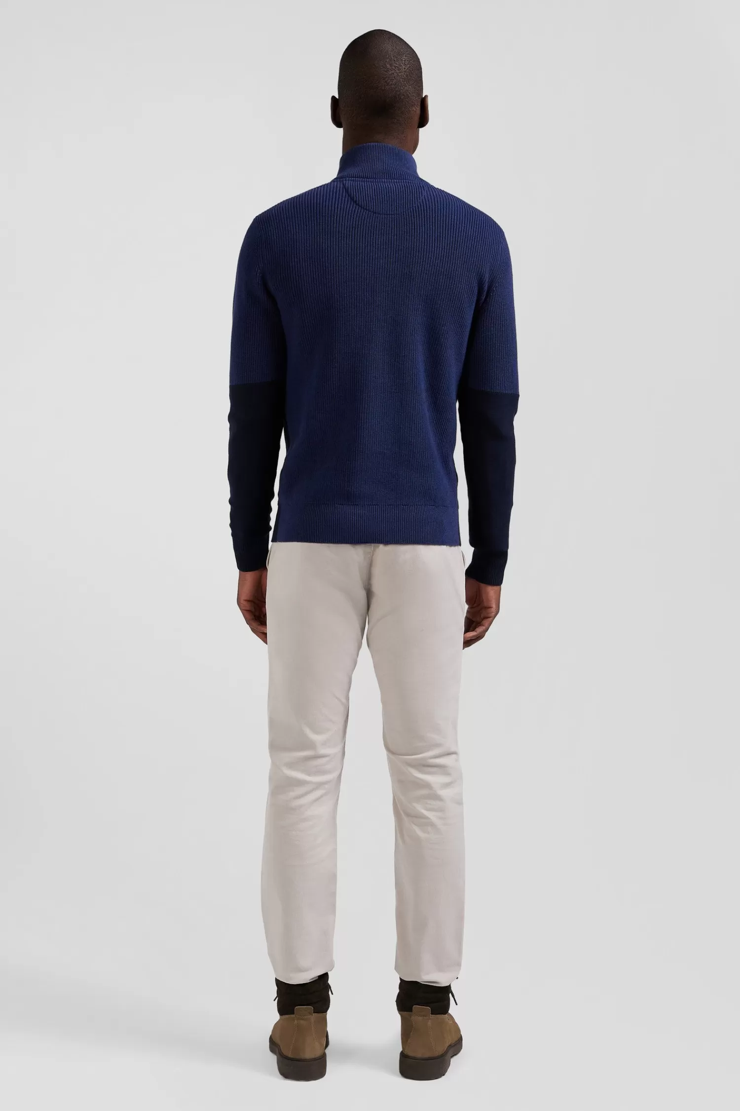 regular_dark_blue_semizipped_cotton_jumper_with_knit_patterns_5.webp Eden Park Regular dark blue semi-zipped cotton jumper with knit patterns< Sweaters