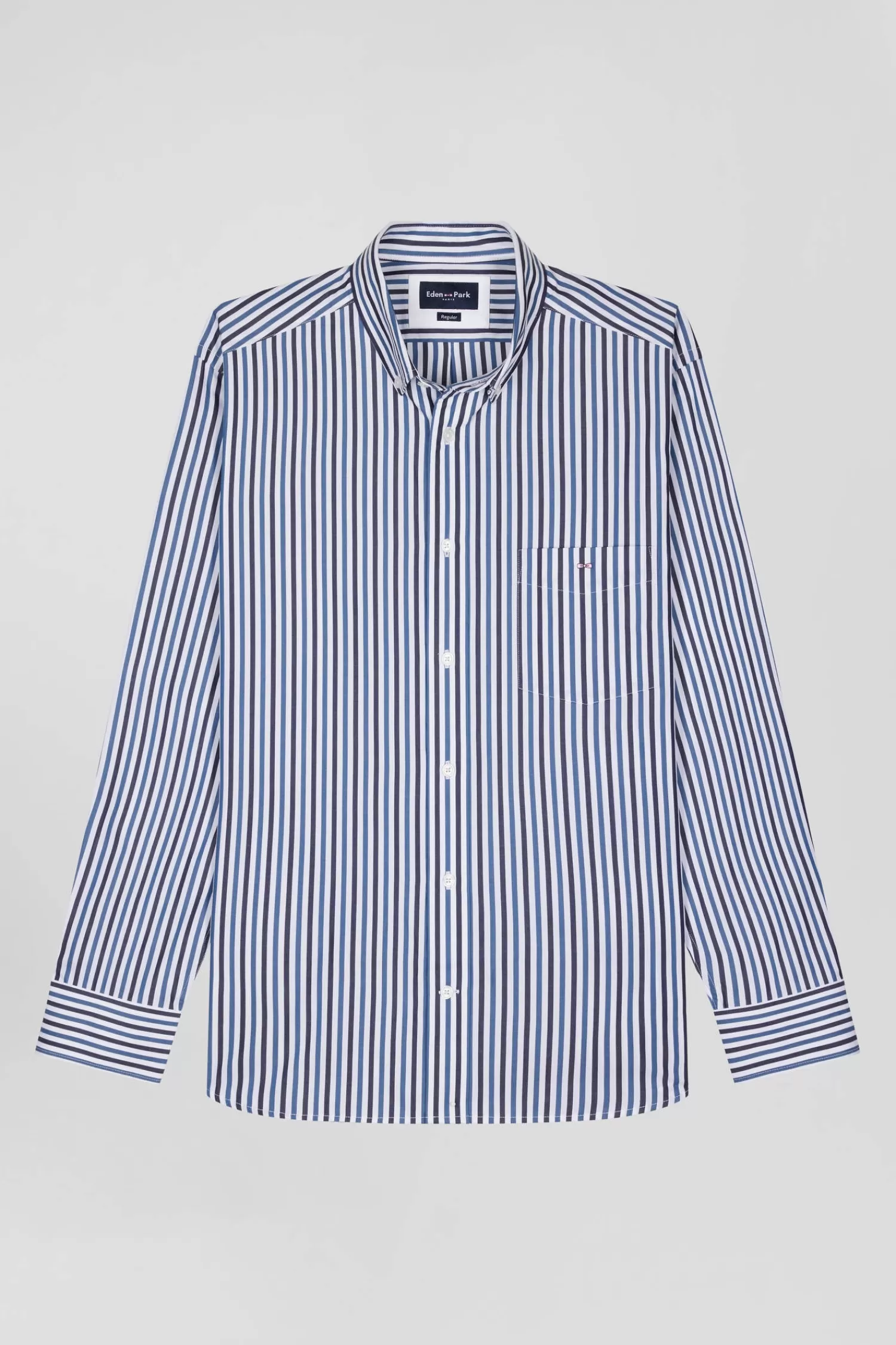 Eden Park Regular dark blue striped cotton poplin shirt< Shirts