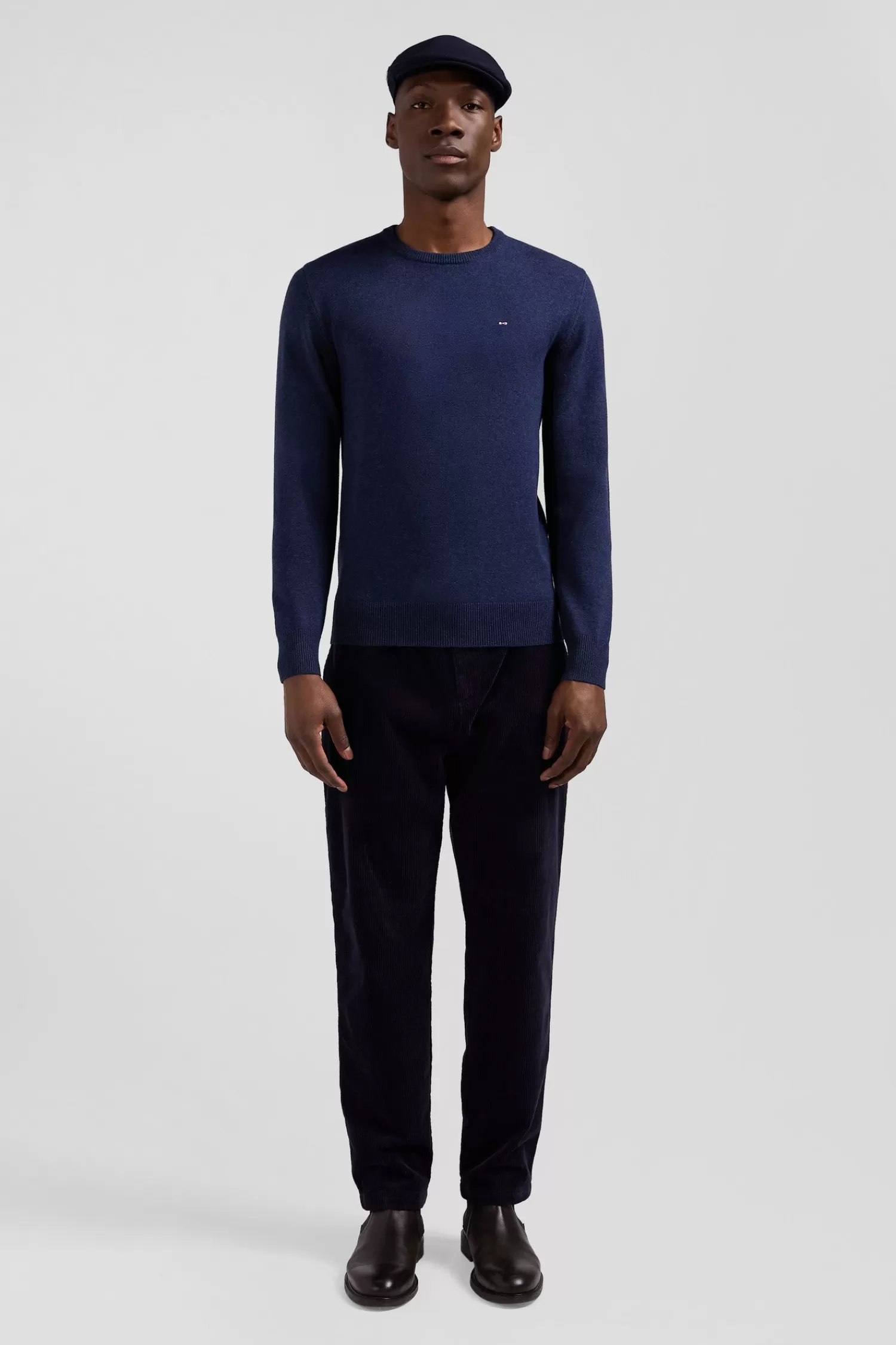 Eden Park Regular dark blue wool and cotton crew neck jumper< Sweaters