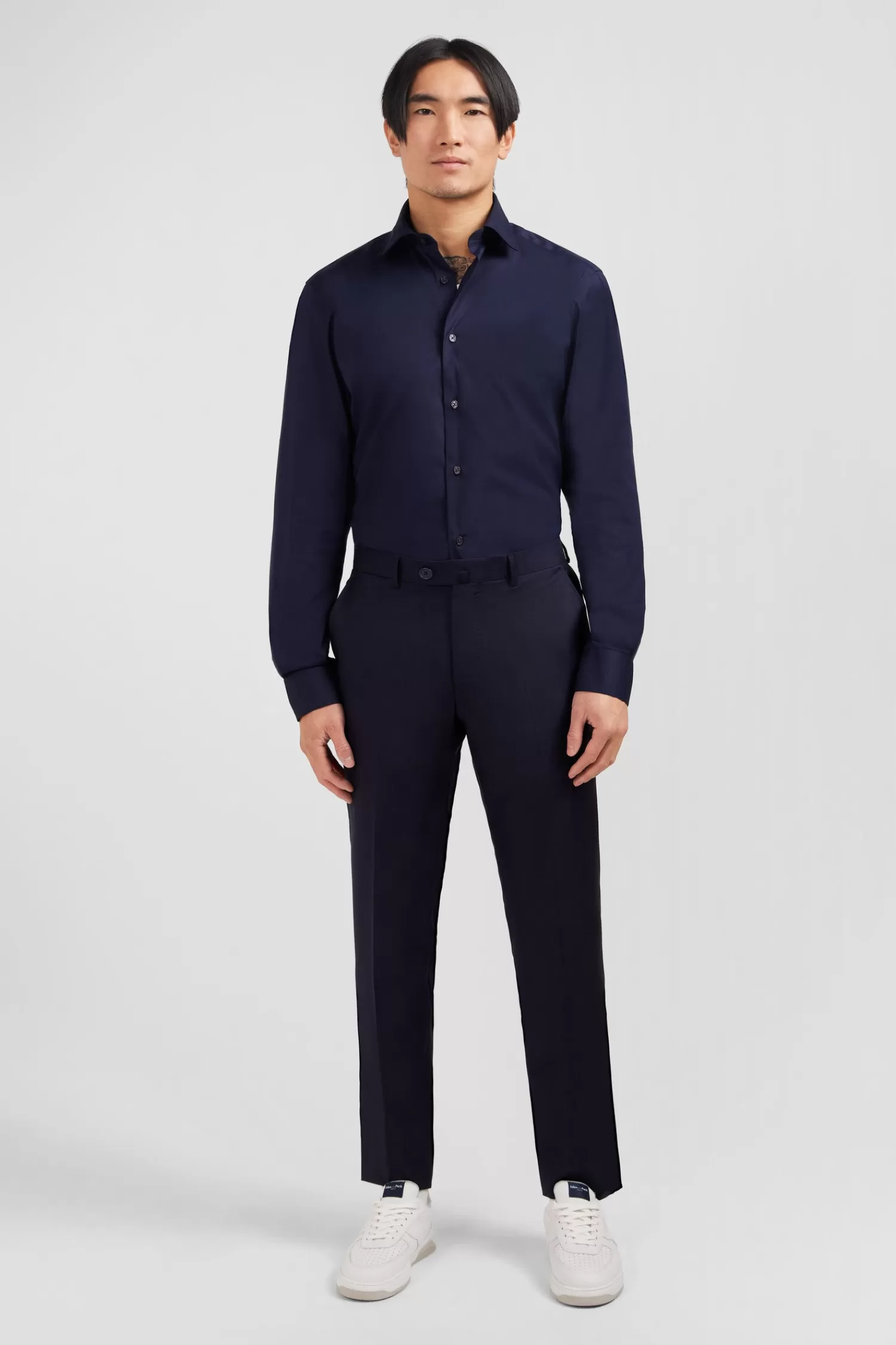 Eden Park Regular dark blue wool trousers with broken fold< Pants