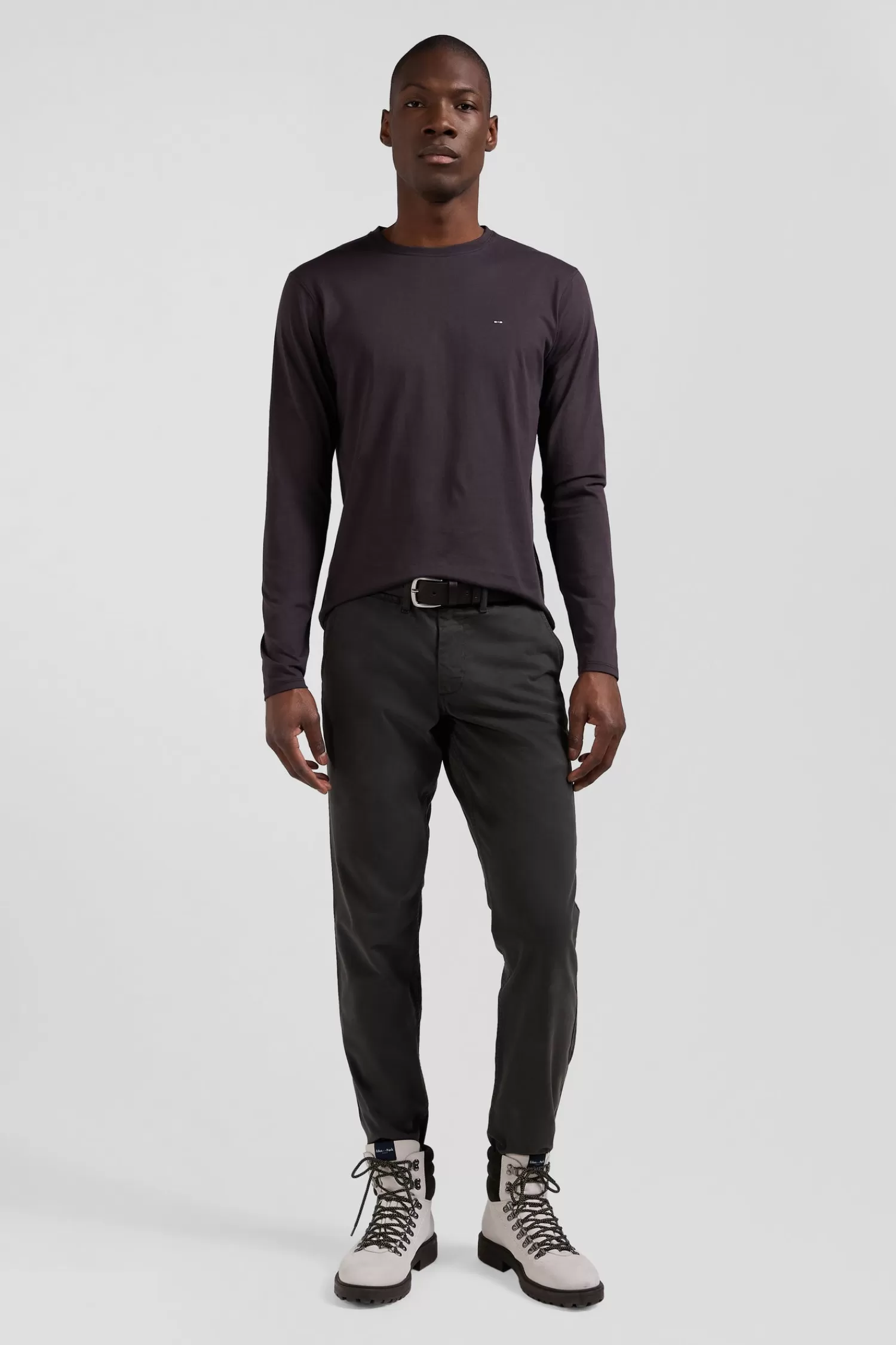 Eden Park Regular dark brown long-sleeved Pima cotton T-shirt< T-shirts