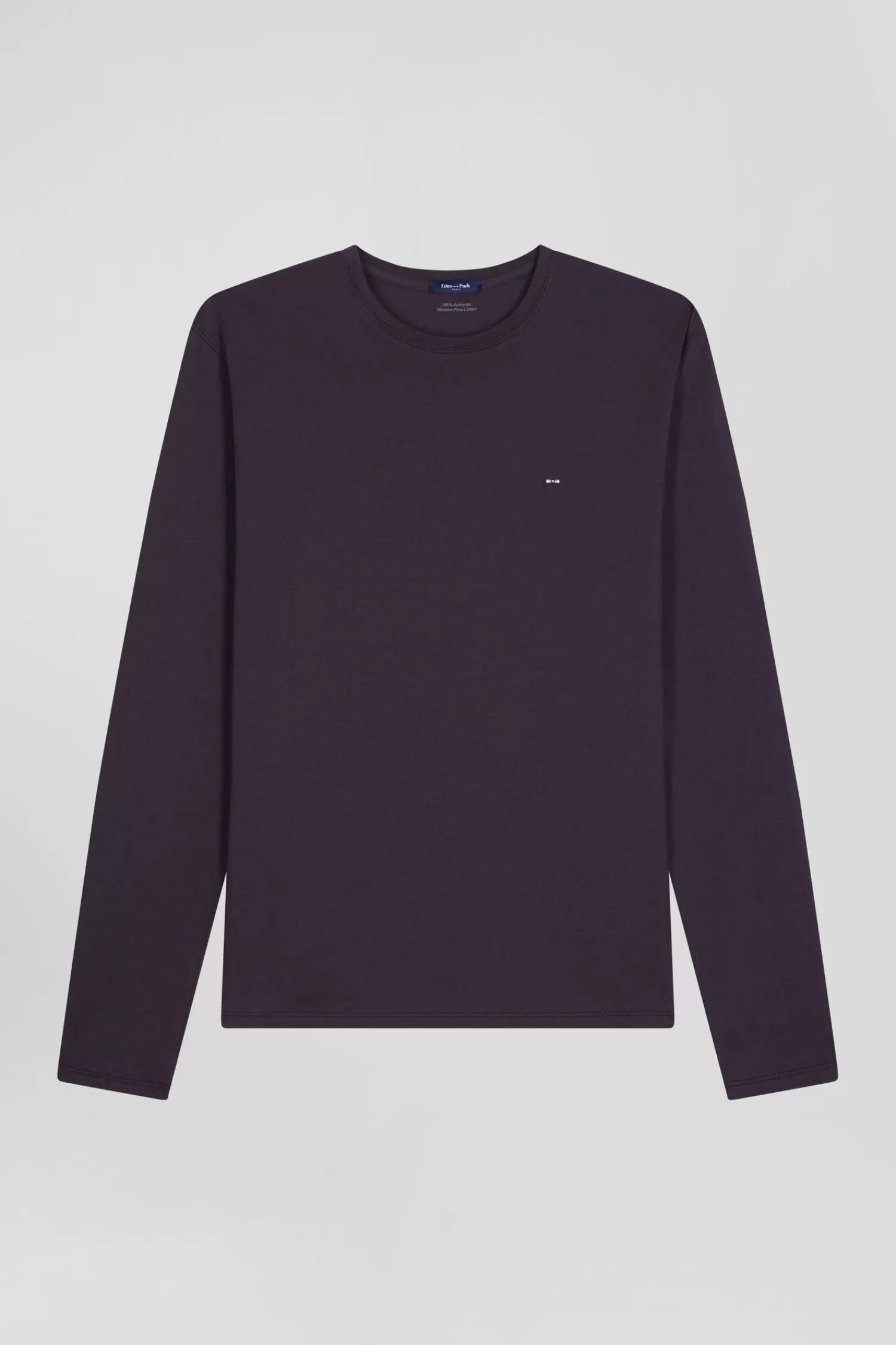 Eden Park Regular dark brown long-sleeved Pima cotton T-shirt< T-shirts