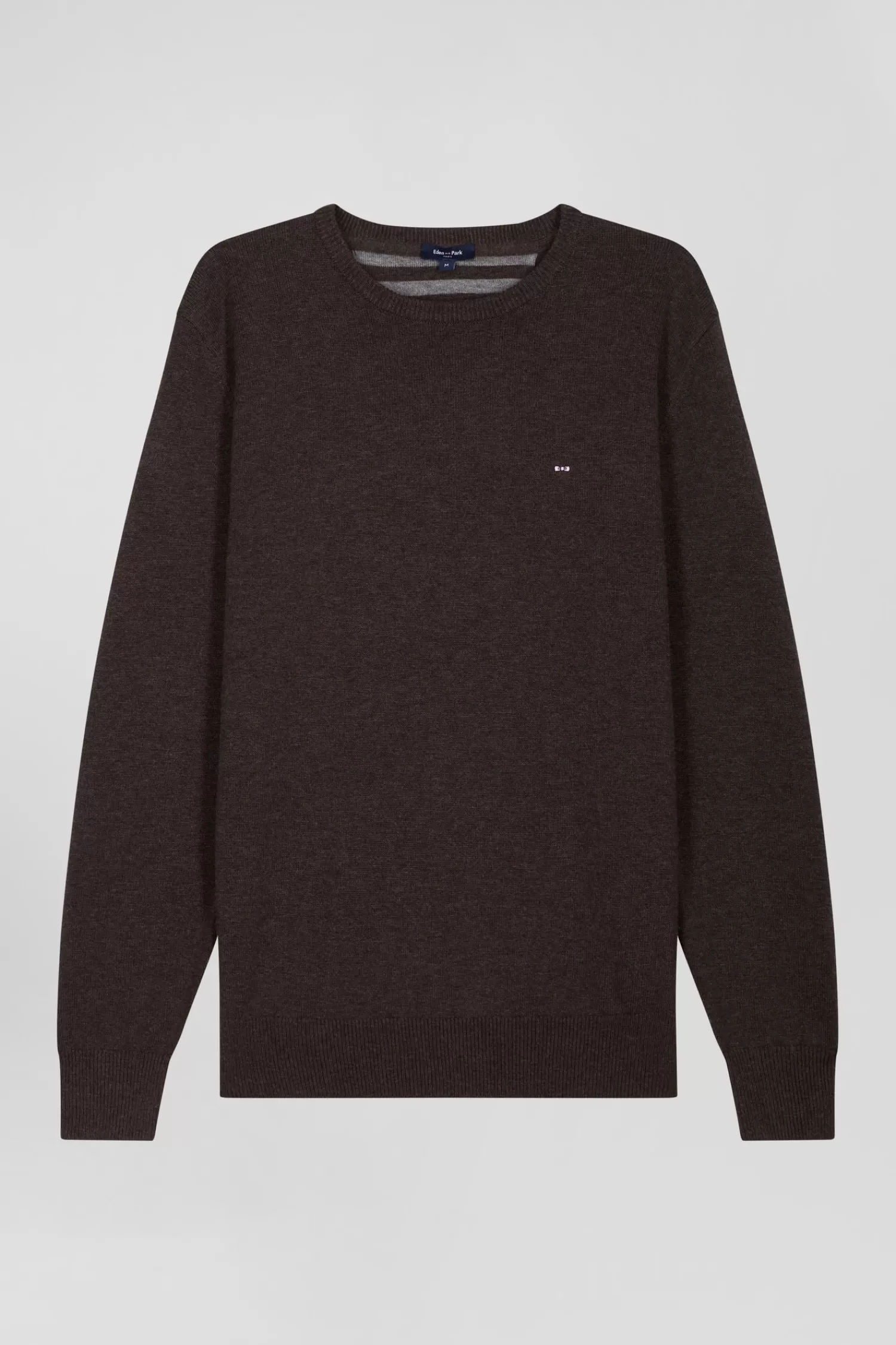 Eden Park Regular dark brown wool and cotton crew neck jumper< Sweaters
