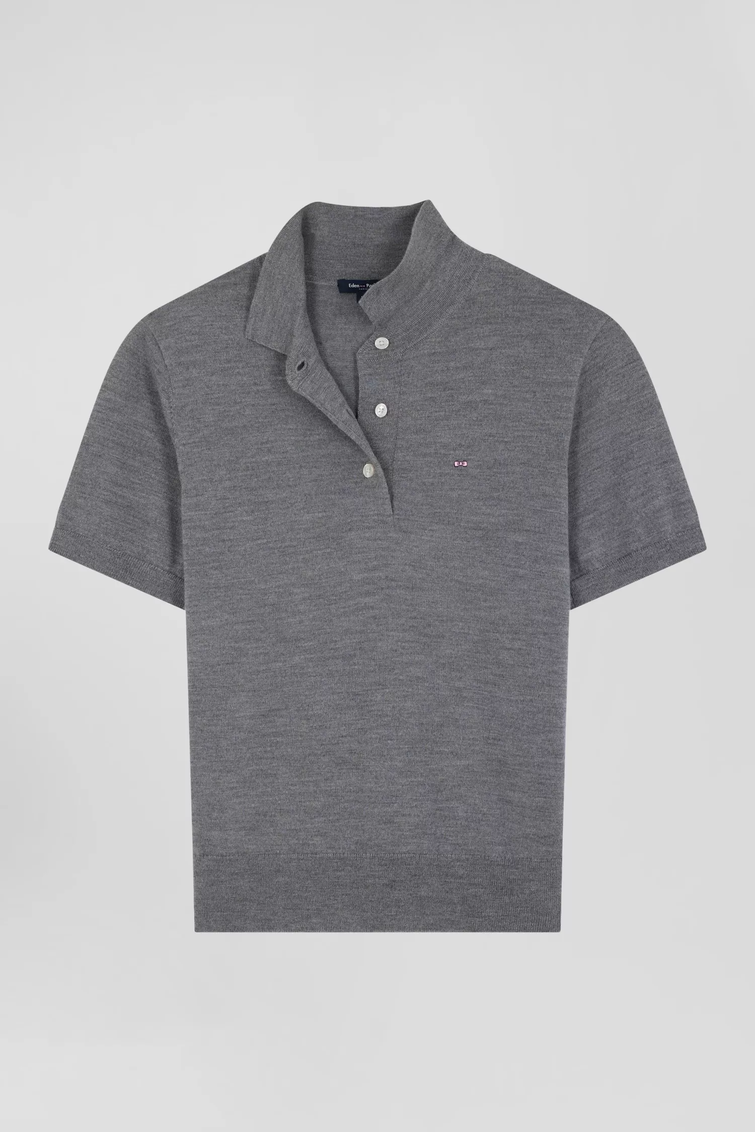 Eden Park Regular dark grey short-sleeved wool polo neck jumper<Women Sweaters
