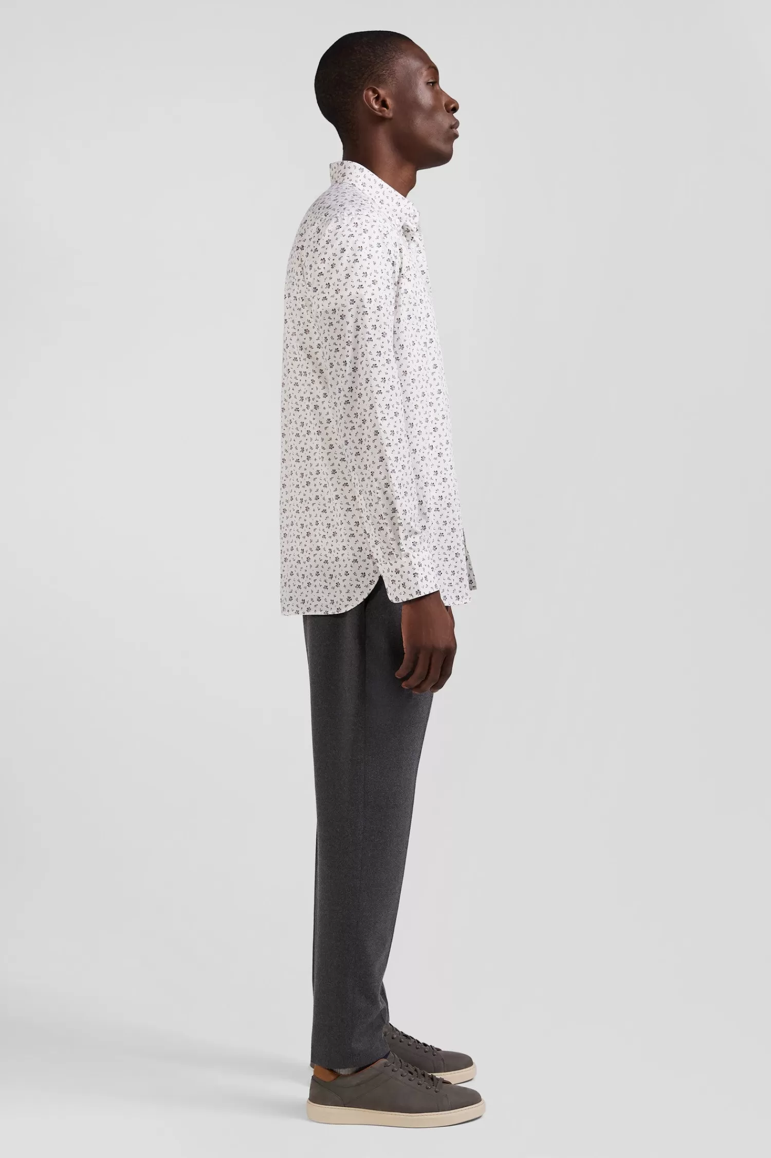 Eden Park Regular ecru cotton poplin shirt with micro floral print< Shirts