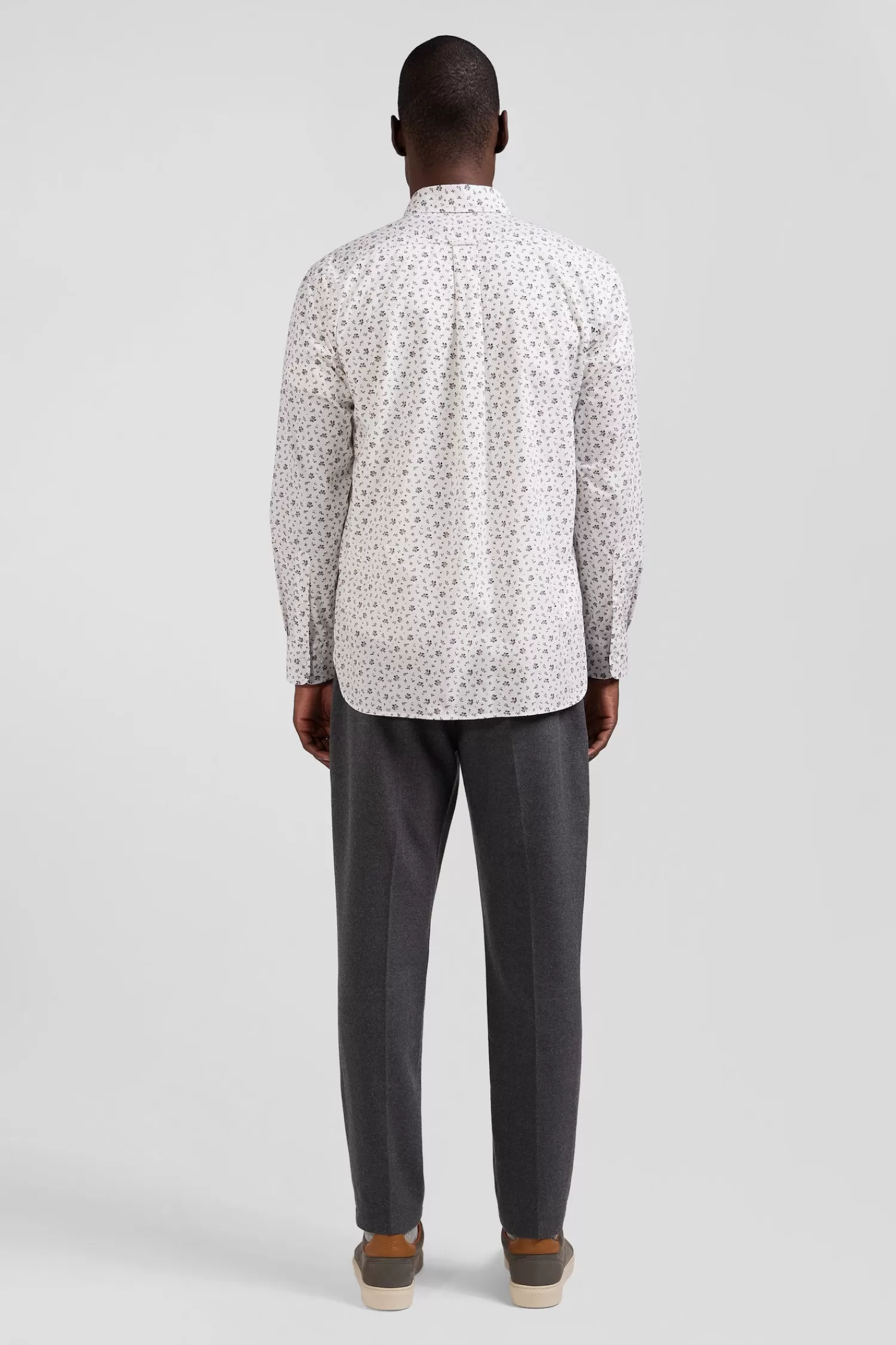 Eden Park Regular ecru cotton poplin shirt with micro floral print< Shirts