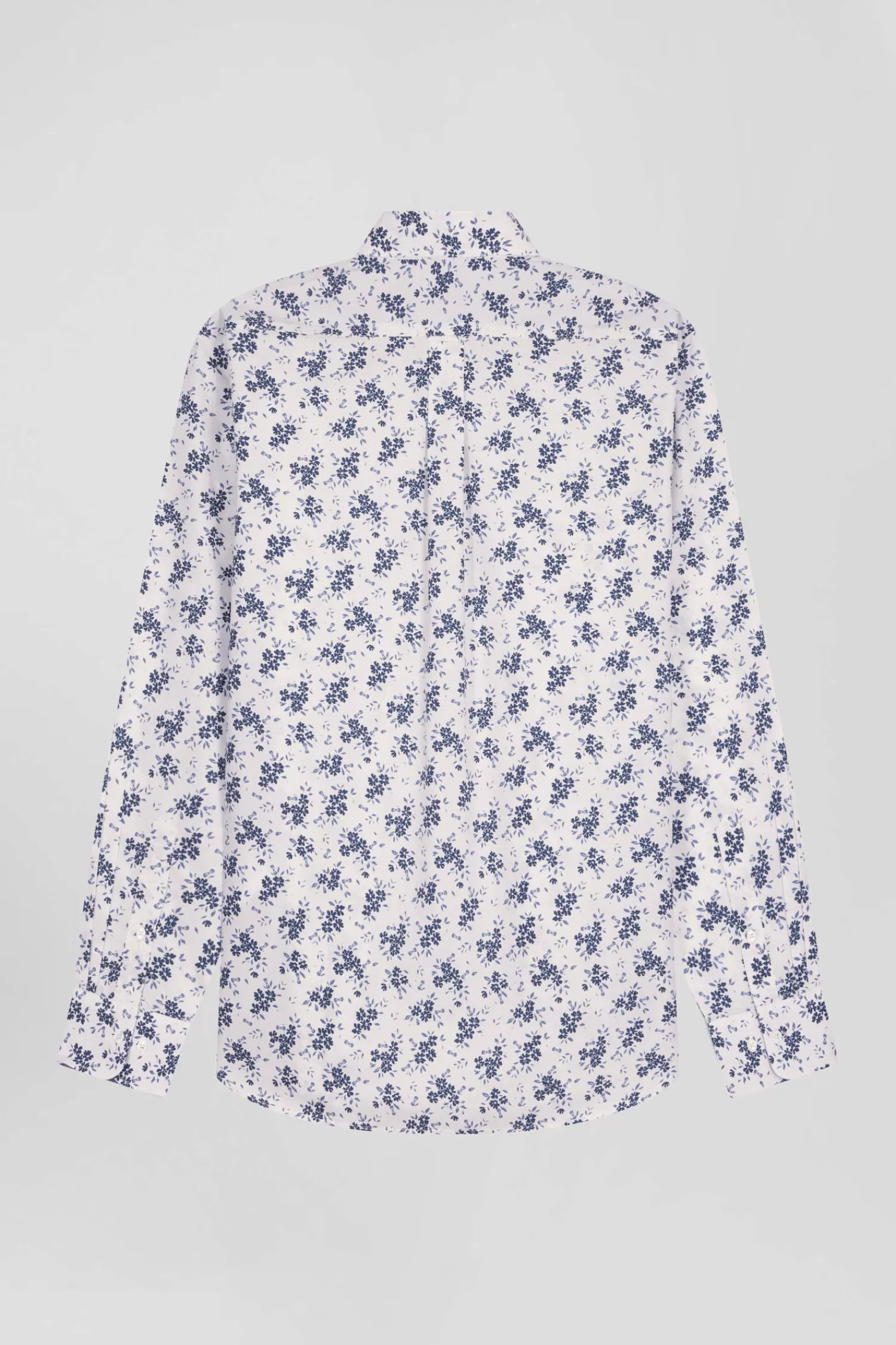 Eden Park Regular ecru cotton poplin shirt with navy floral print< Shirts