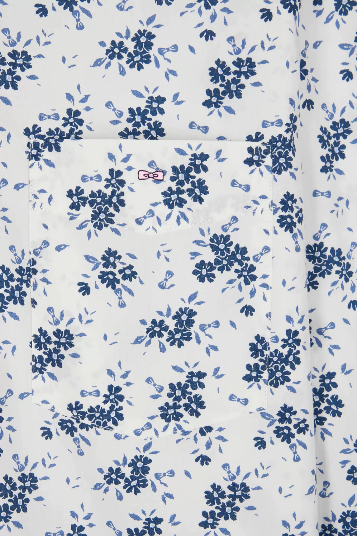 Eden Park Regular ecru cotton poplin shirt with navy floral print< Shirts