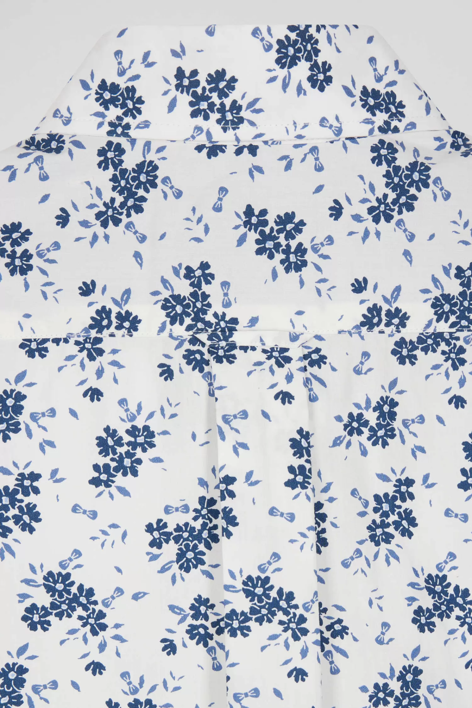 Eden Park Regular ecru cotton poplin shirt with navy floral print< Shirts