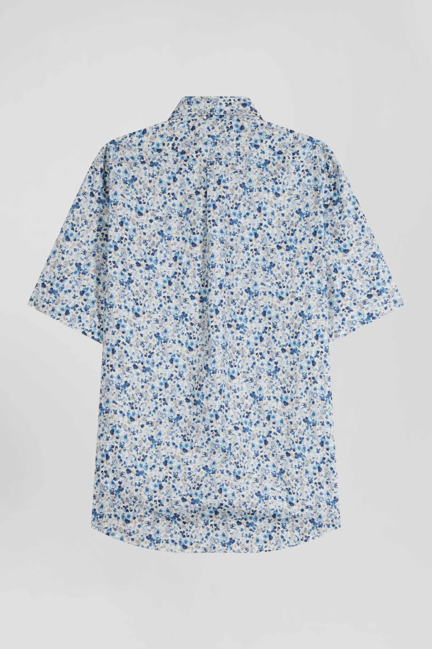 regular_ecru_cotton_shortsleeved_shirt_with_micro_floral_print_3.webp Eden Park Regular ecru cotton short-sleeved shirt with micro floral print< Short-sleeved Shirts