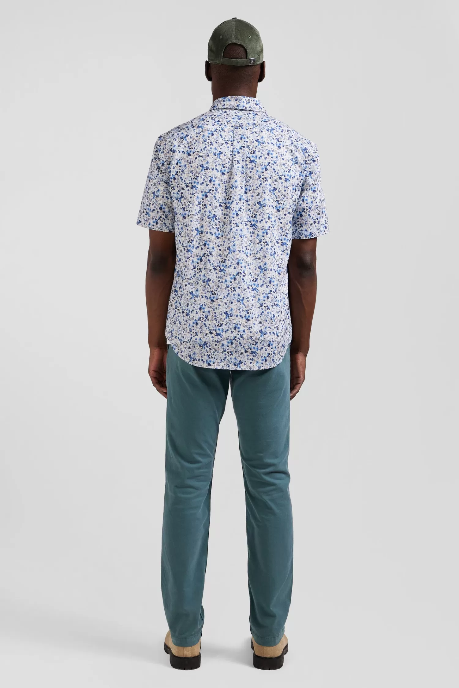regular_ecru_cotton_shortsleeved_shirt_with_micro_floral_print_5.webp Eden Park Regular ecru cotton short-sleeved shirt with micro floral print< Short-sleeved Shirts