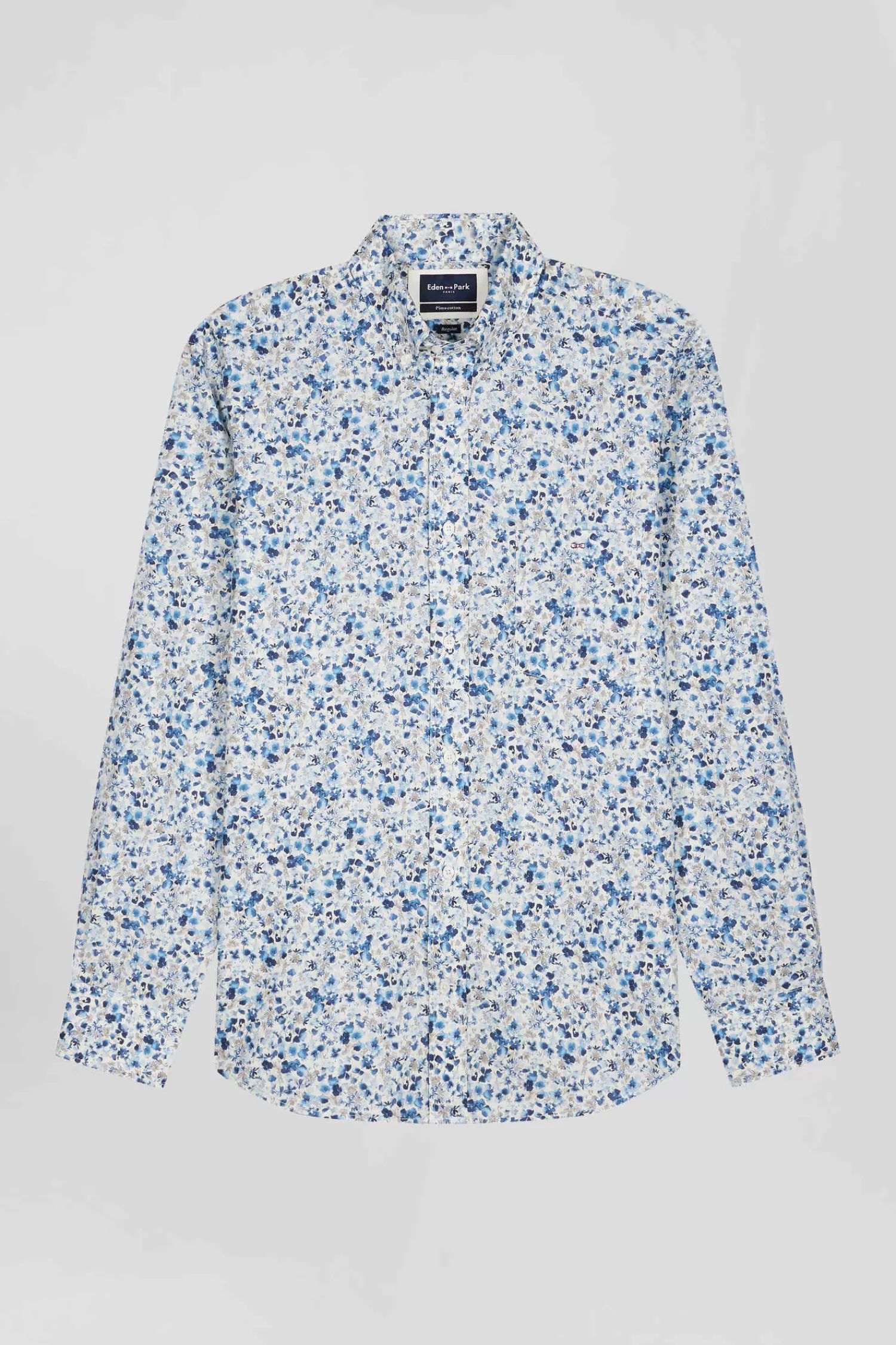 Eden Park Regular ecru Pima cotton poplin shirt micro floral print< Shirts